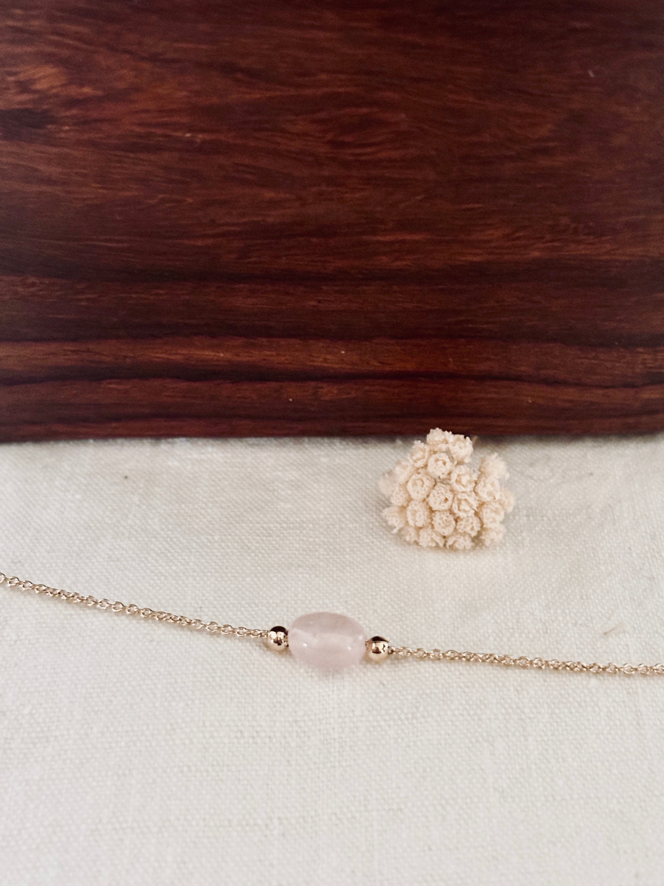 Bracelet Quartz Rose Faustine Plaqué Or