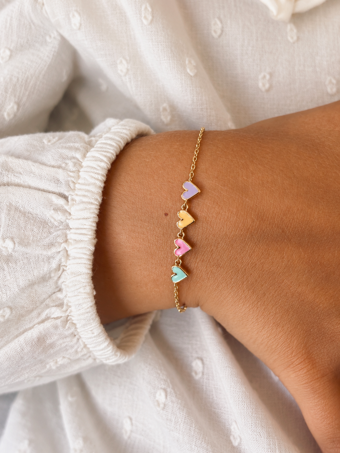 Bracelet Cœurs Colorés Romy Plaqué Or
