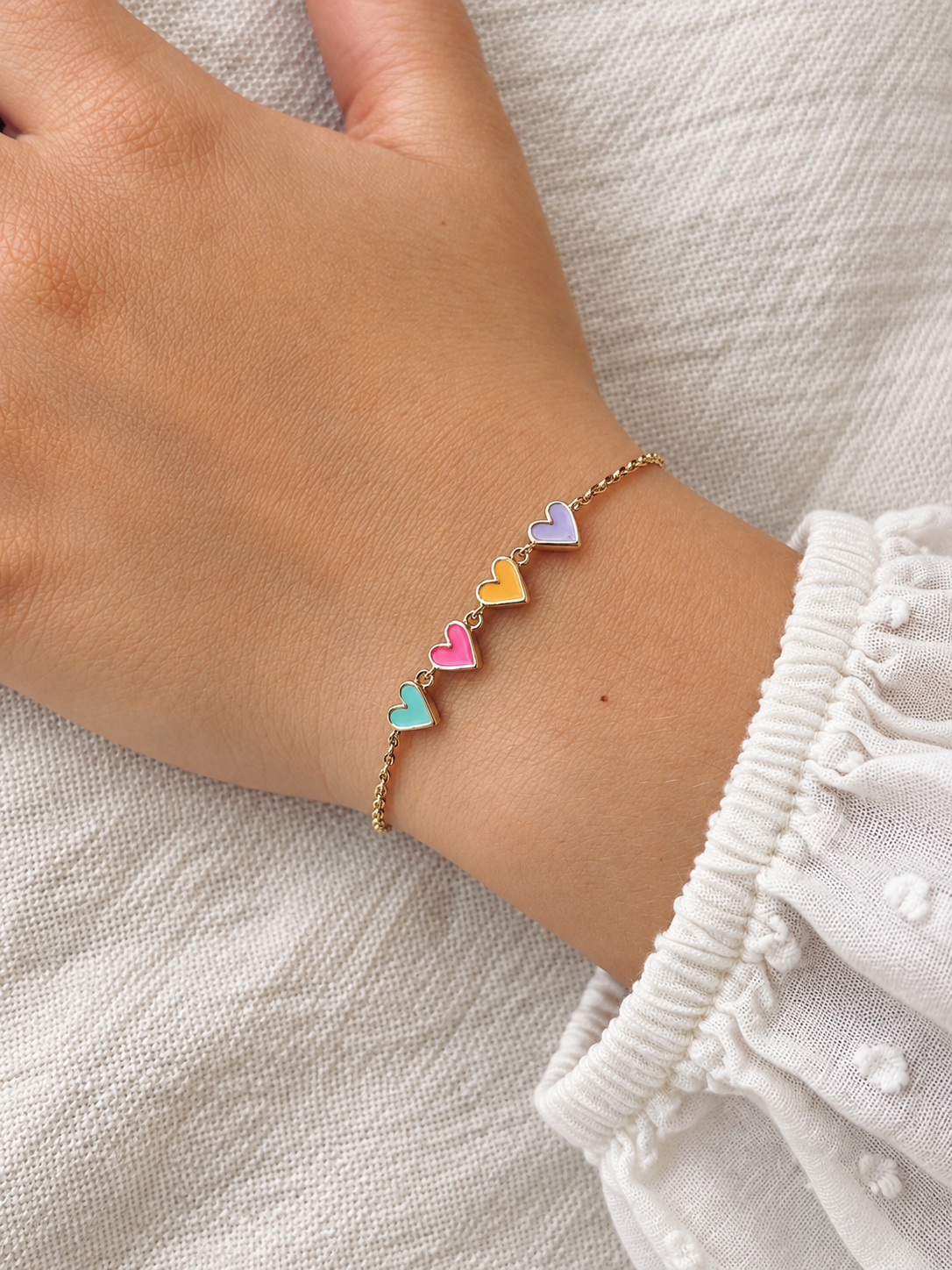 Bracelet Cœurs Colorés Romy Plaqué Or