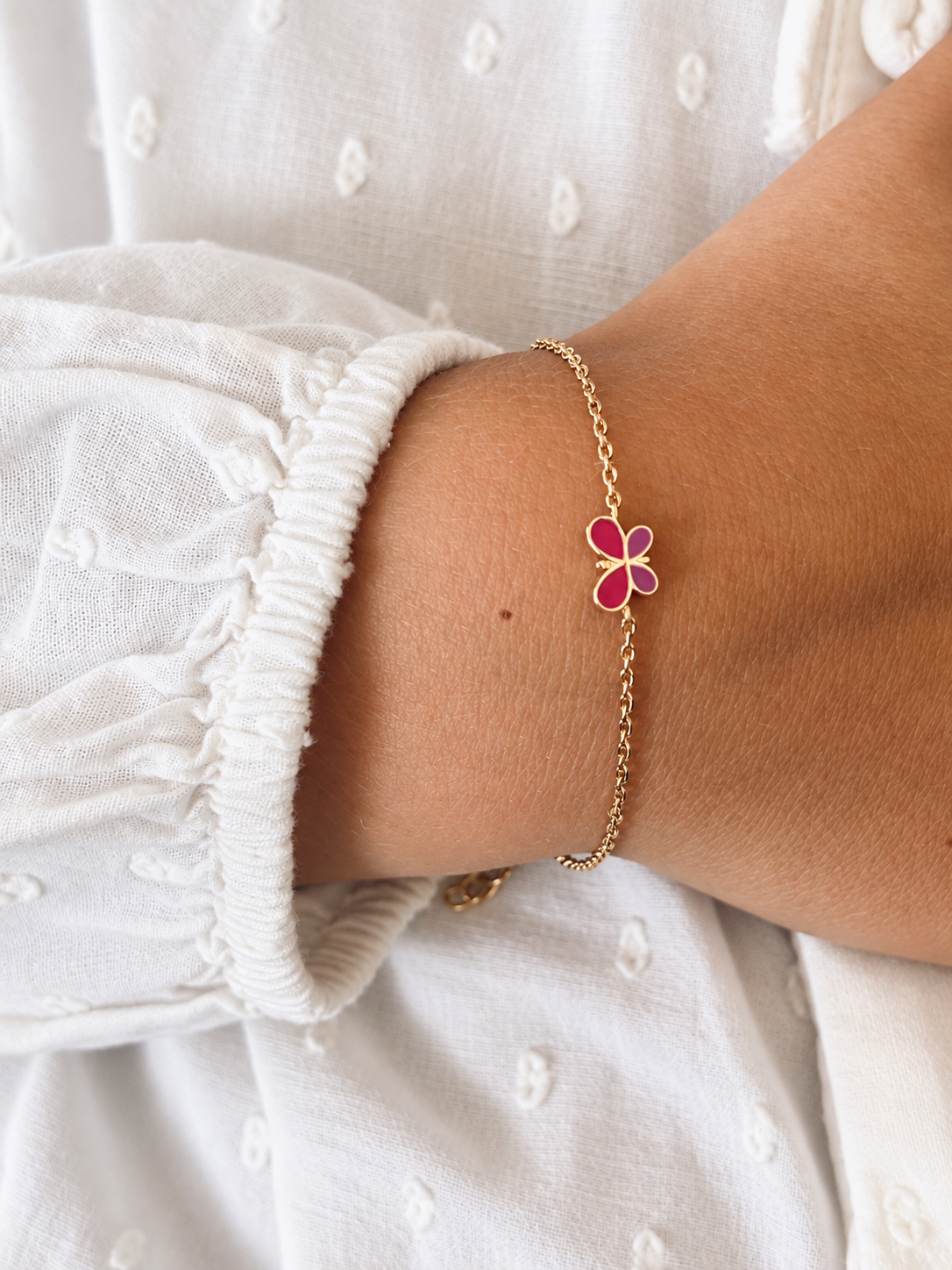 Bracelet Papillon Rose Ninon Plaqué Or
