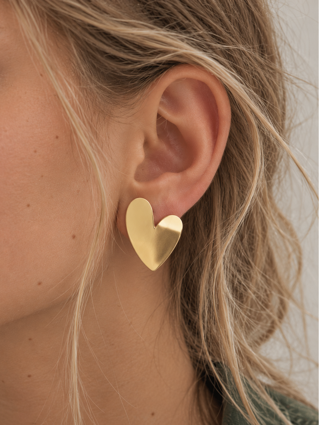 Boucles d'Oreilles Cœur Ambre Acier PVD