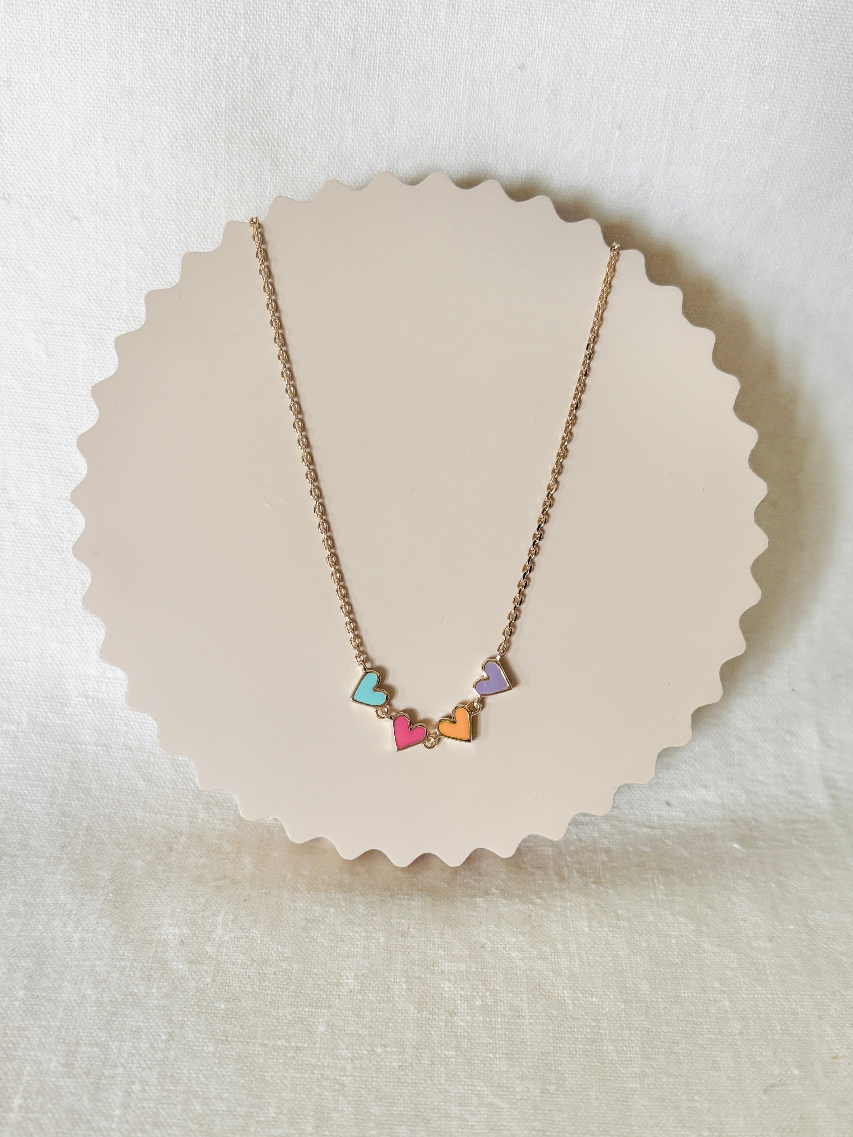 Collier Cœurs Colorés Romy Plaqué Or