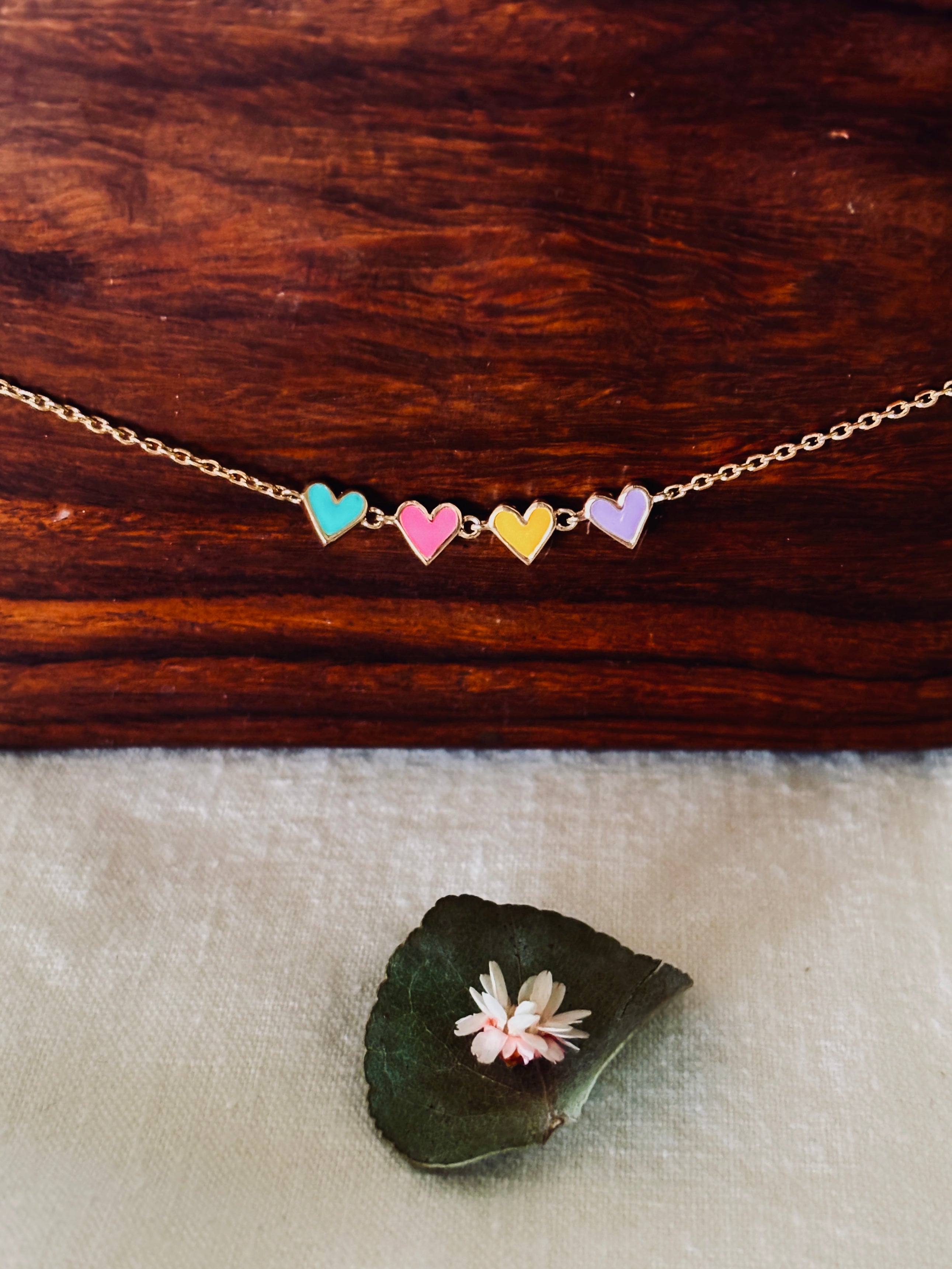 Collier Cœurs Colorés Romy Plaqué Or