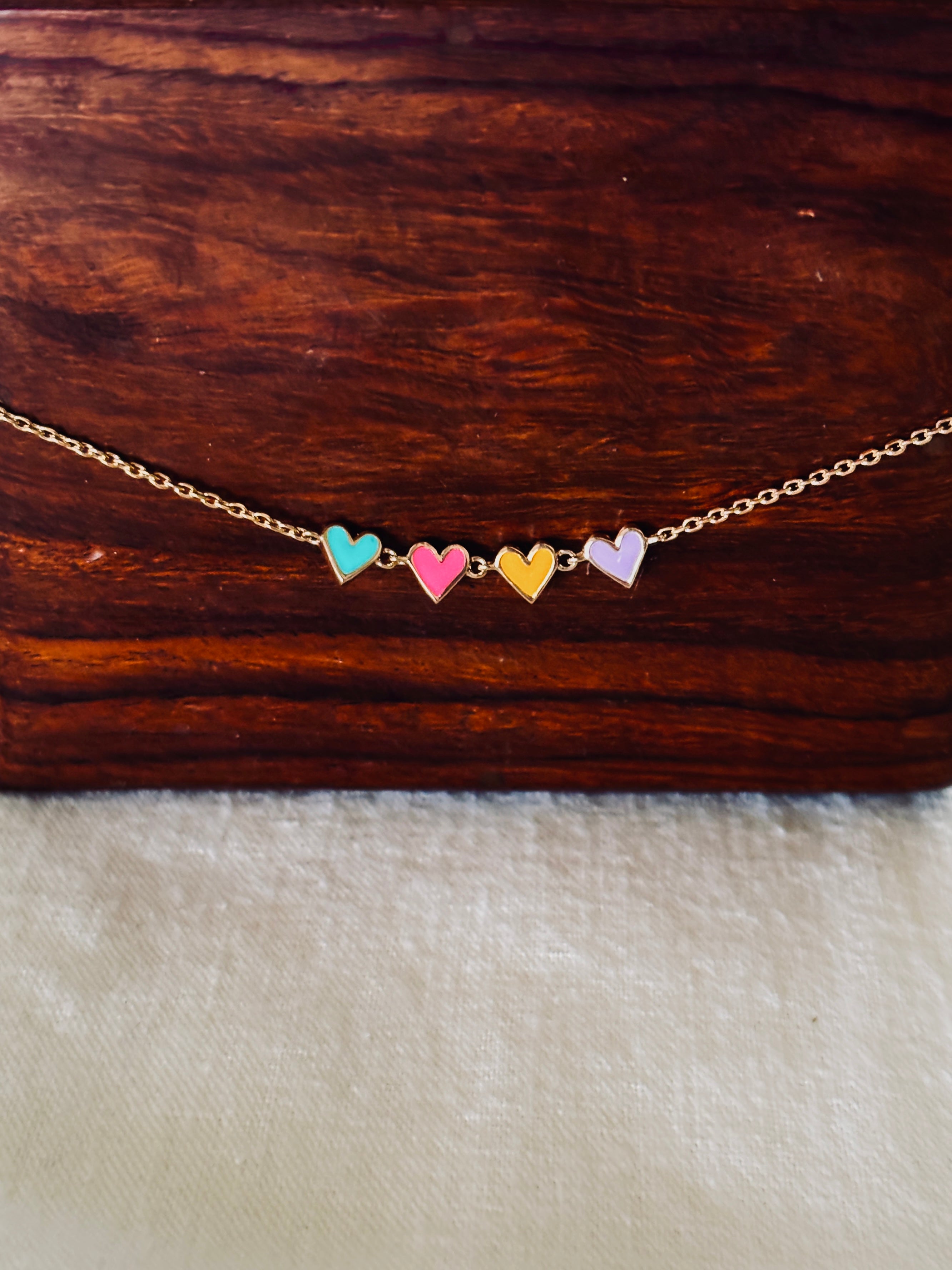 Collier Cœurs Colorés Romy Plaqué Or