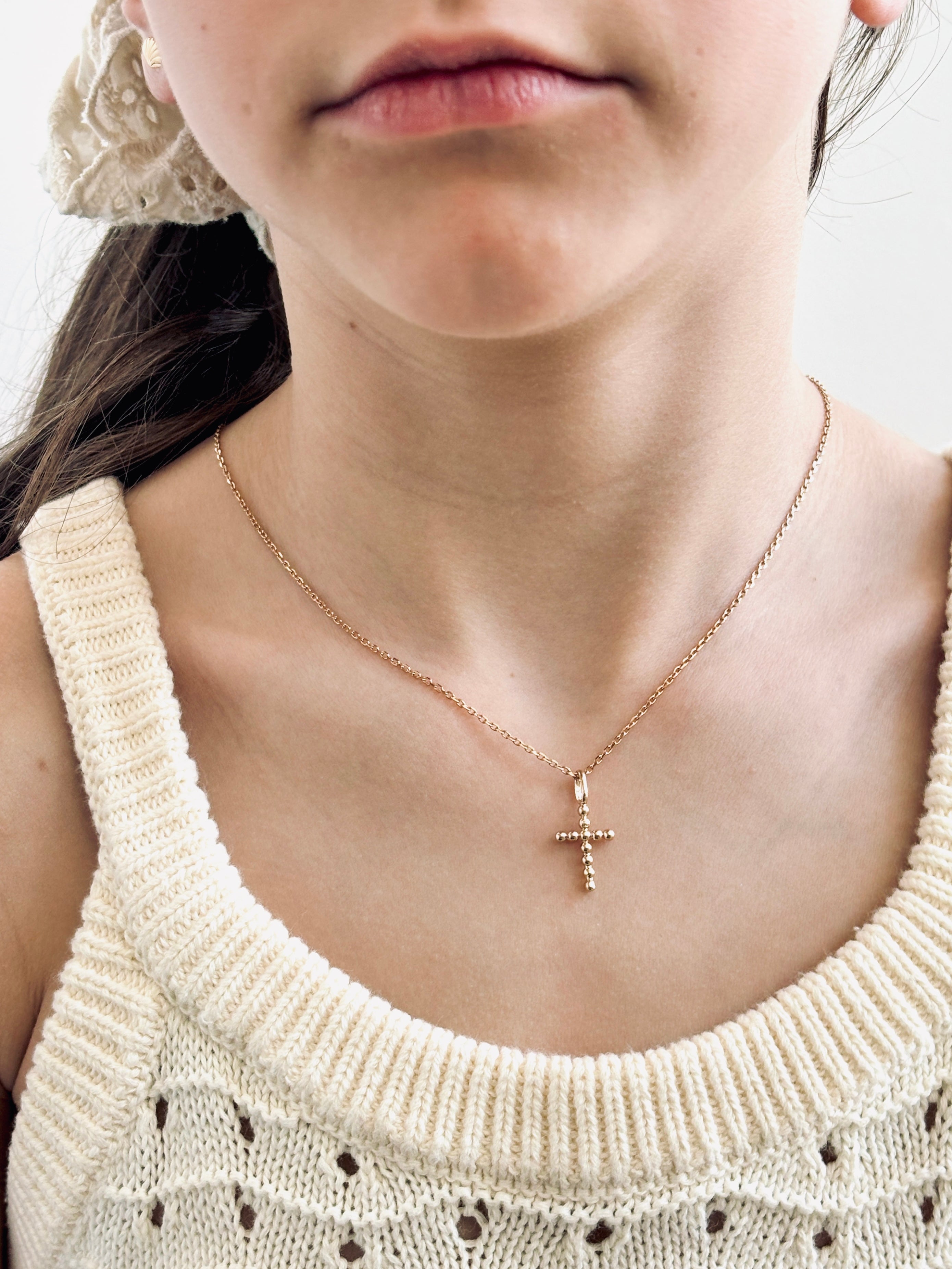 Collier Croix Perlée Zoé Plaqué Or