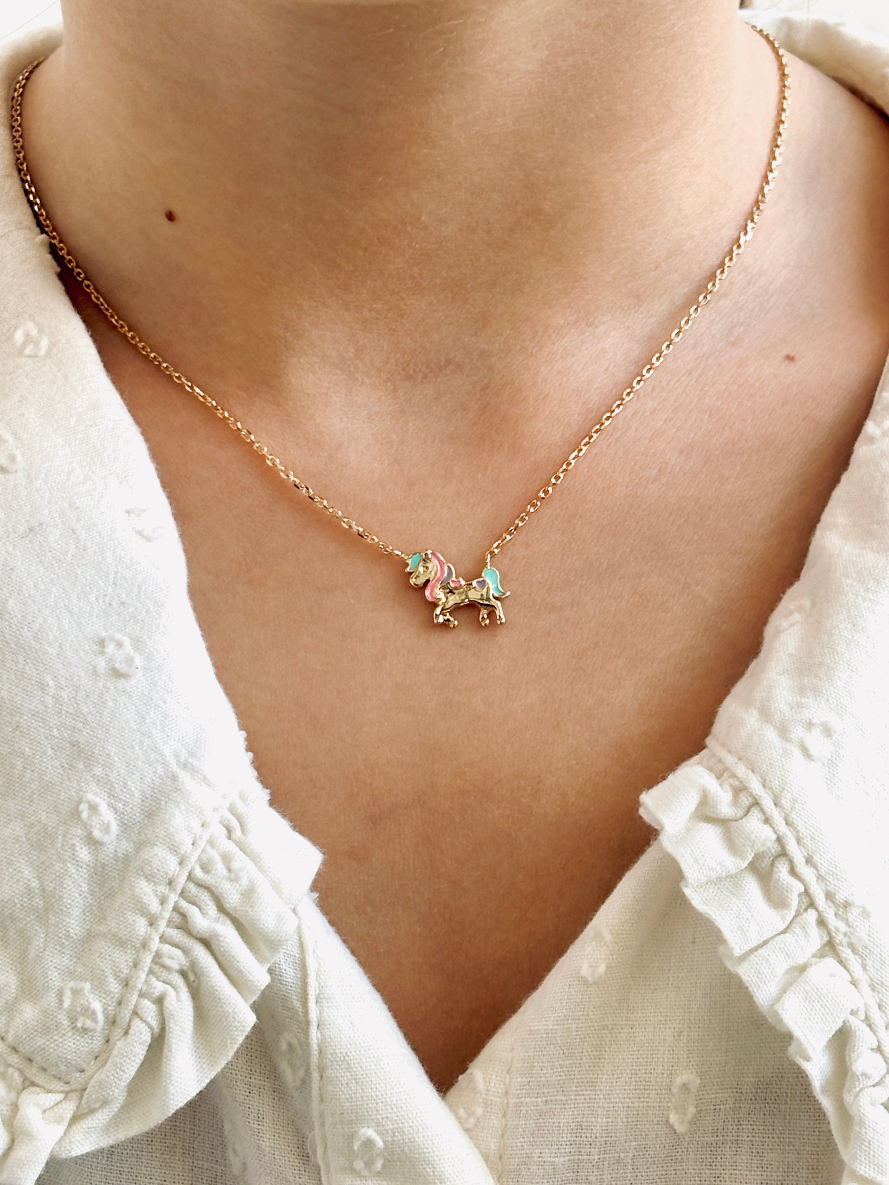Collier Licorne Lise Plaqué Or