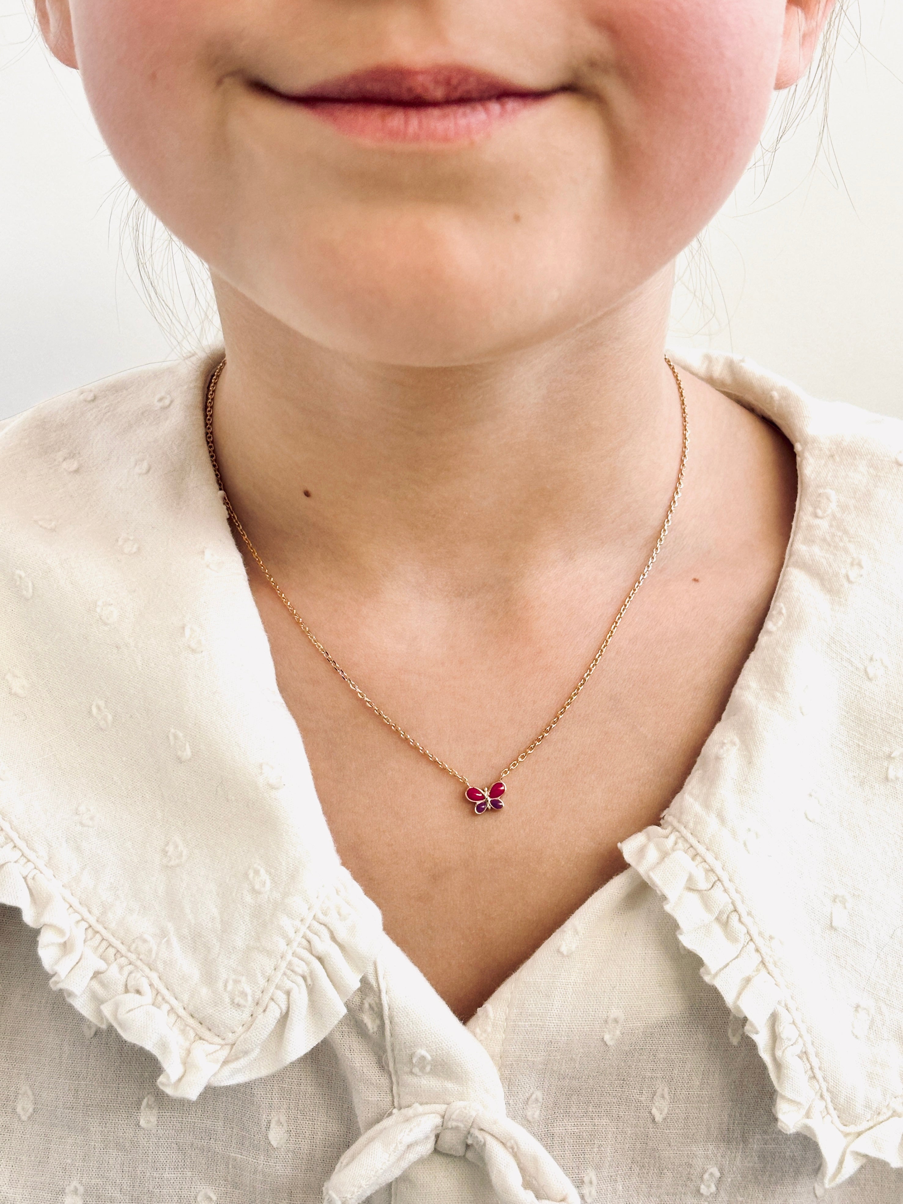 Collier Papillon Rose Ninon Plaqué Or