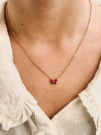 Collier Papillon Rose Ninon Plaqué Or