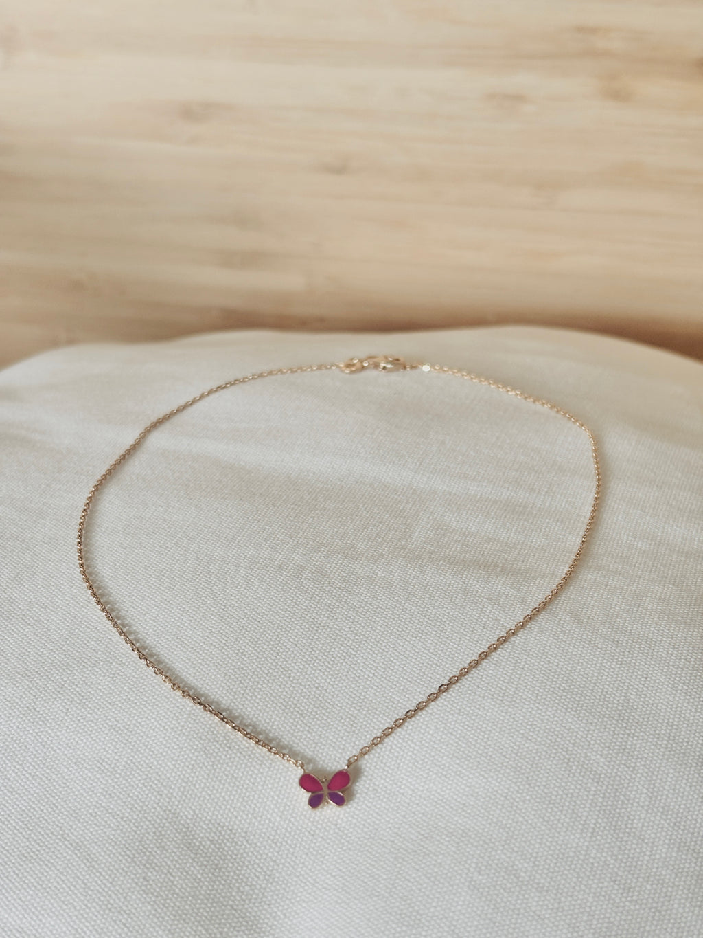 Collier Papillon Rose Ninon Plaqué Or
