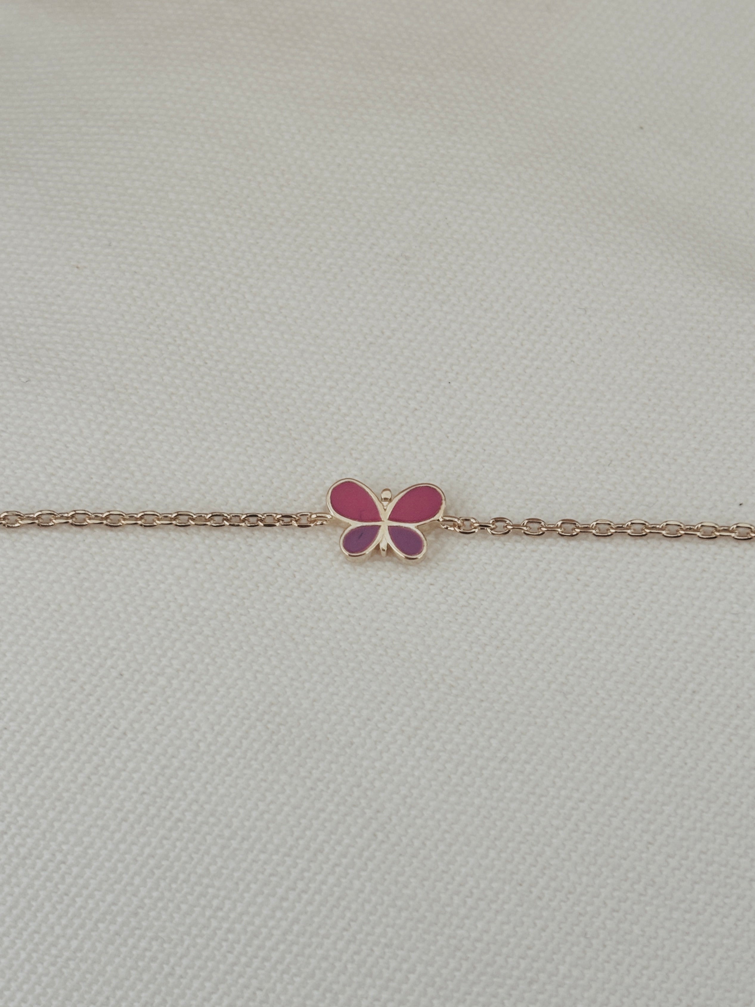 Collier Papillon Rose Ninon Plaqué Or