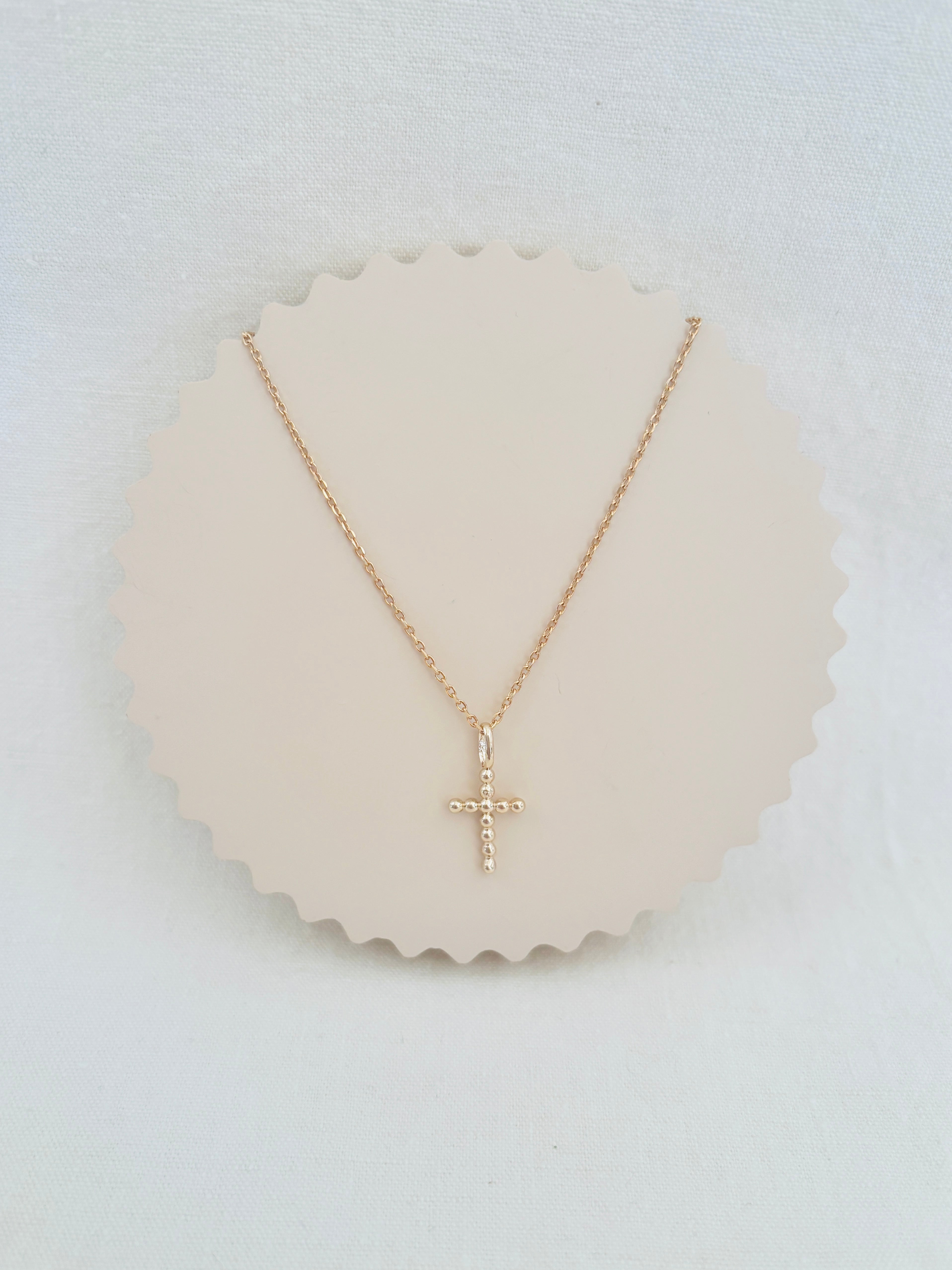 Collier Croix Perlée Zoé Plaqué Or