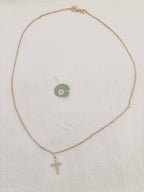 Collier Croix Perlée Zoé Plaqué Or