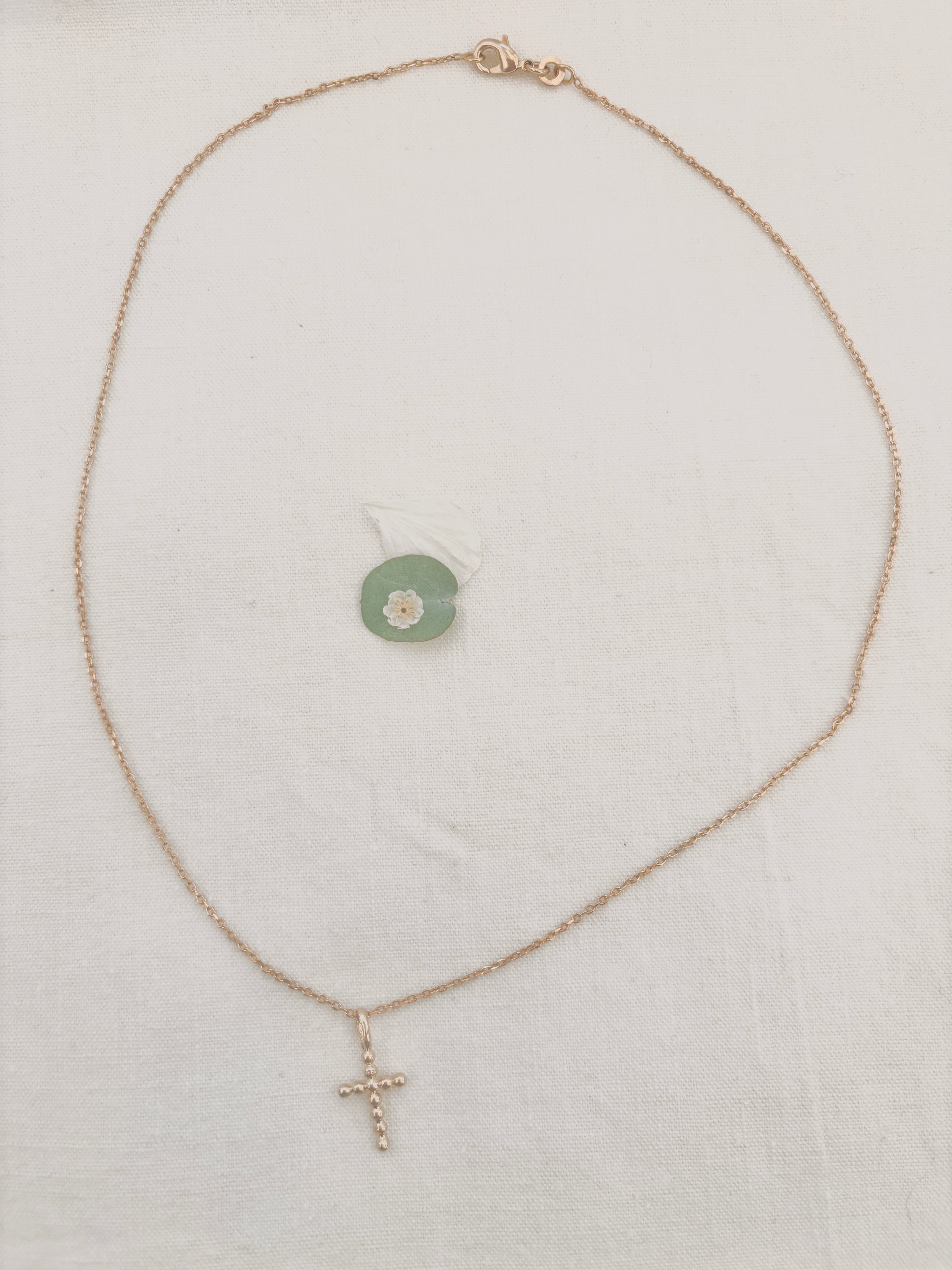Collier Croix Perlée Zoé Plaqué Or