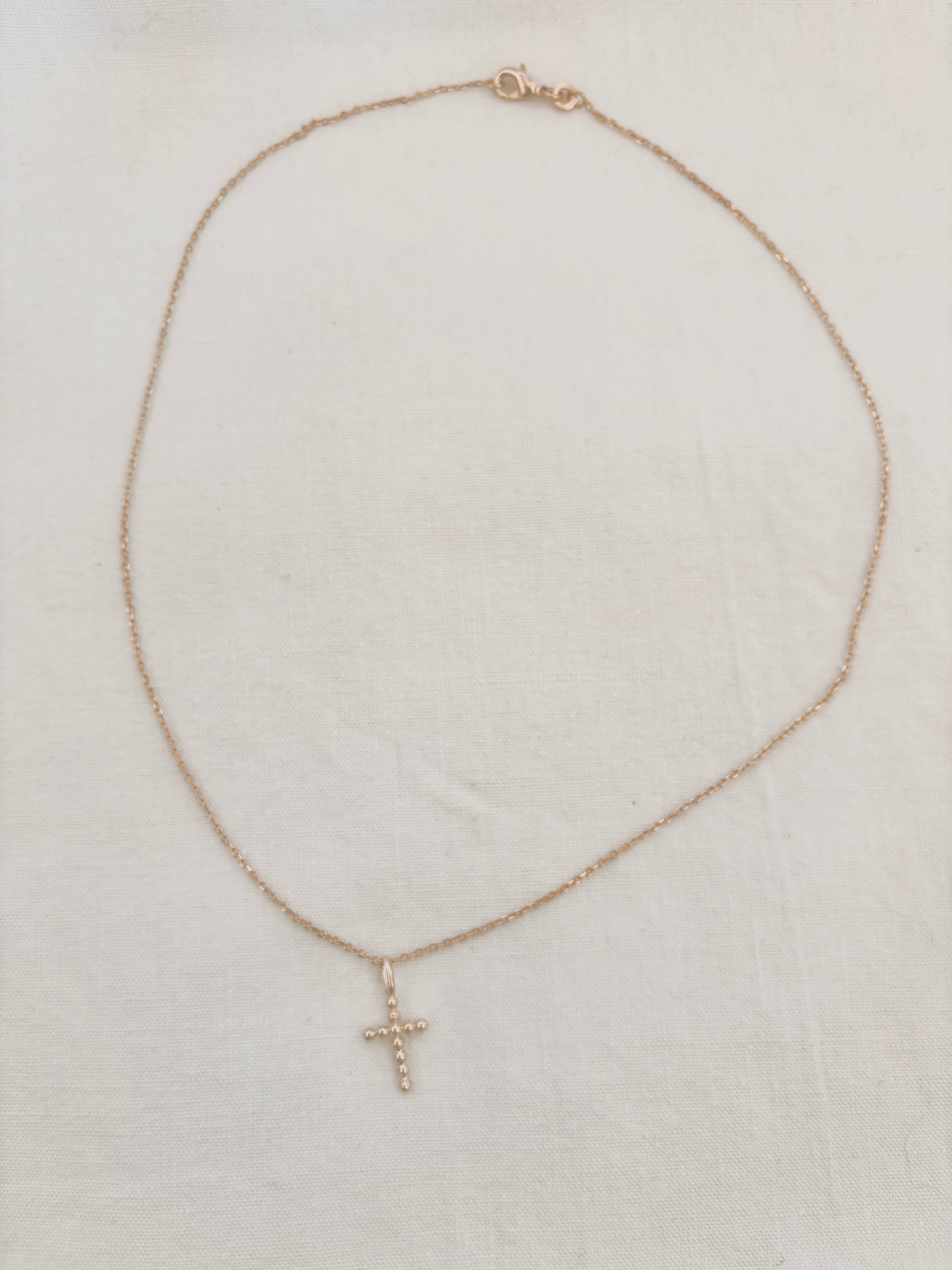 Collier Croix Perlée Zoé Plaqué Or