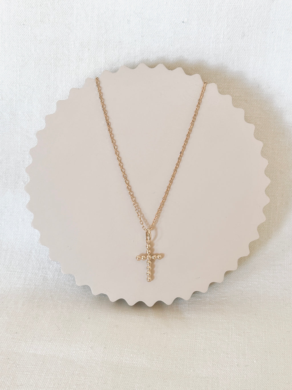 Collier Croix Perlée Zoé Plaqué Or