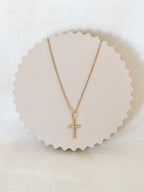 Collier Croix Perlée Zoé Plaqué Or