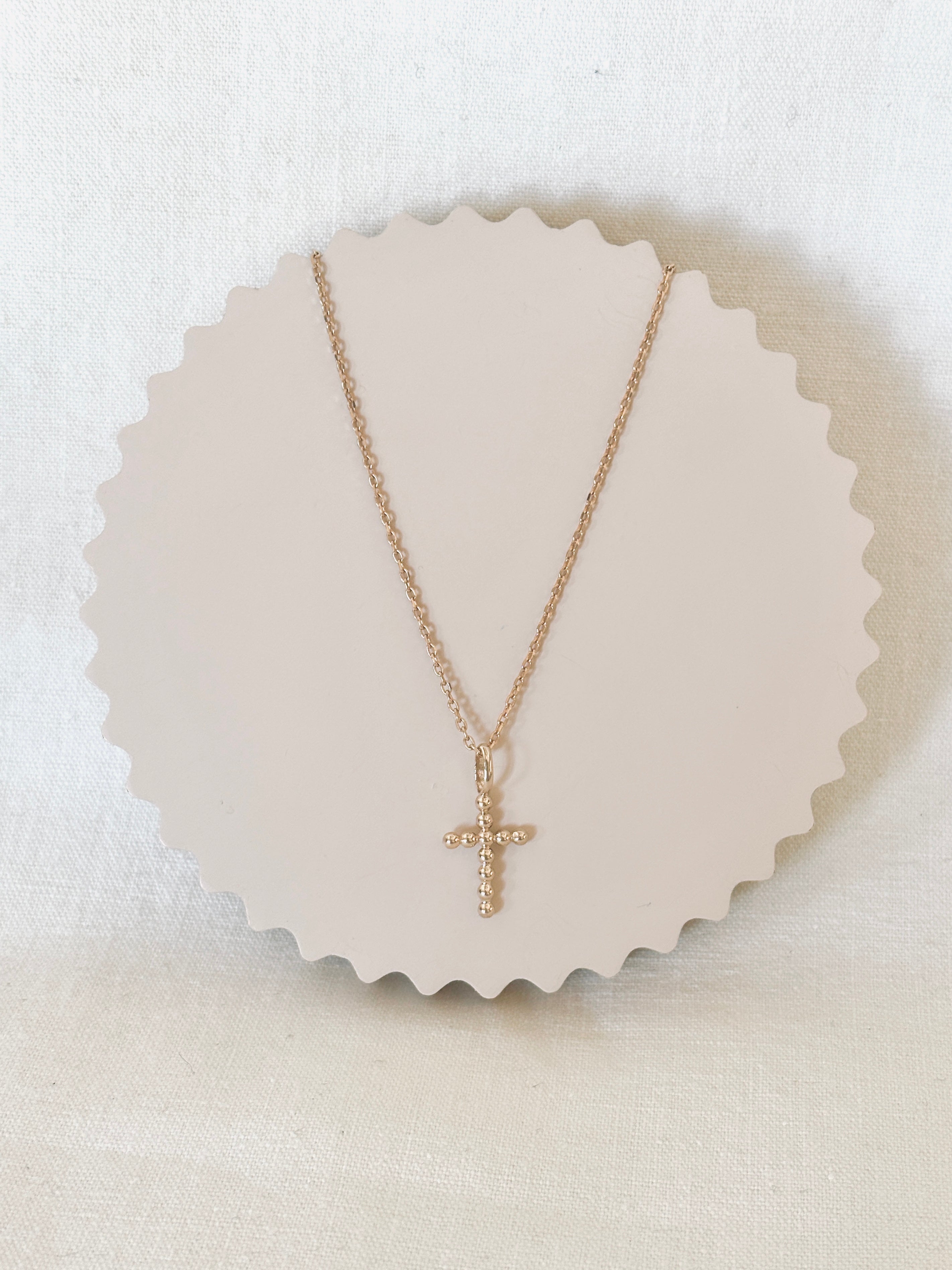 Collier Croix Perlée Zoé Plaqué Or
