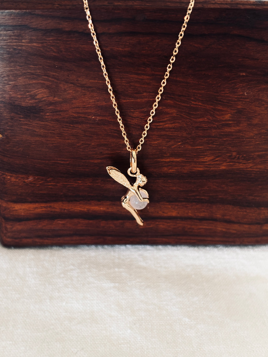 Collier Fée Quartz Rose Chloé Plaqué Or