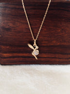 Collier Fée Quartz Rose Chloé Plaqué Or