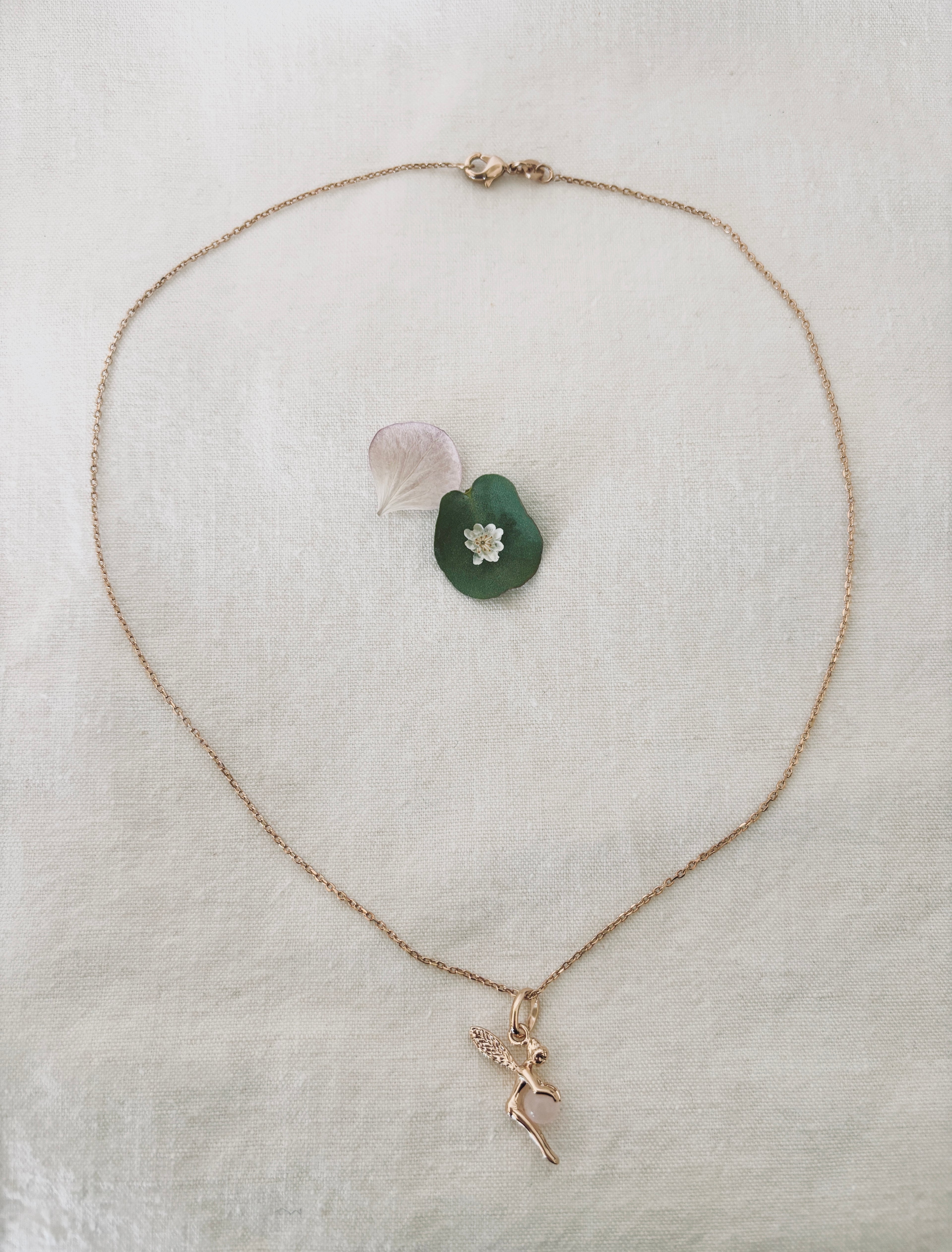 Collier Fée Quartz Rose Chloé Plaqué Or