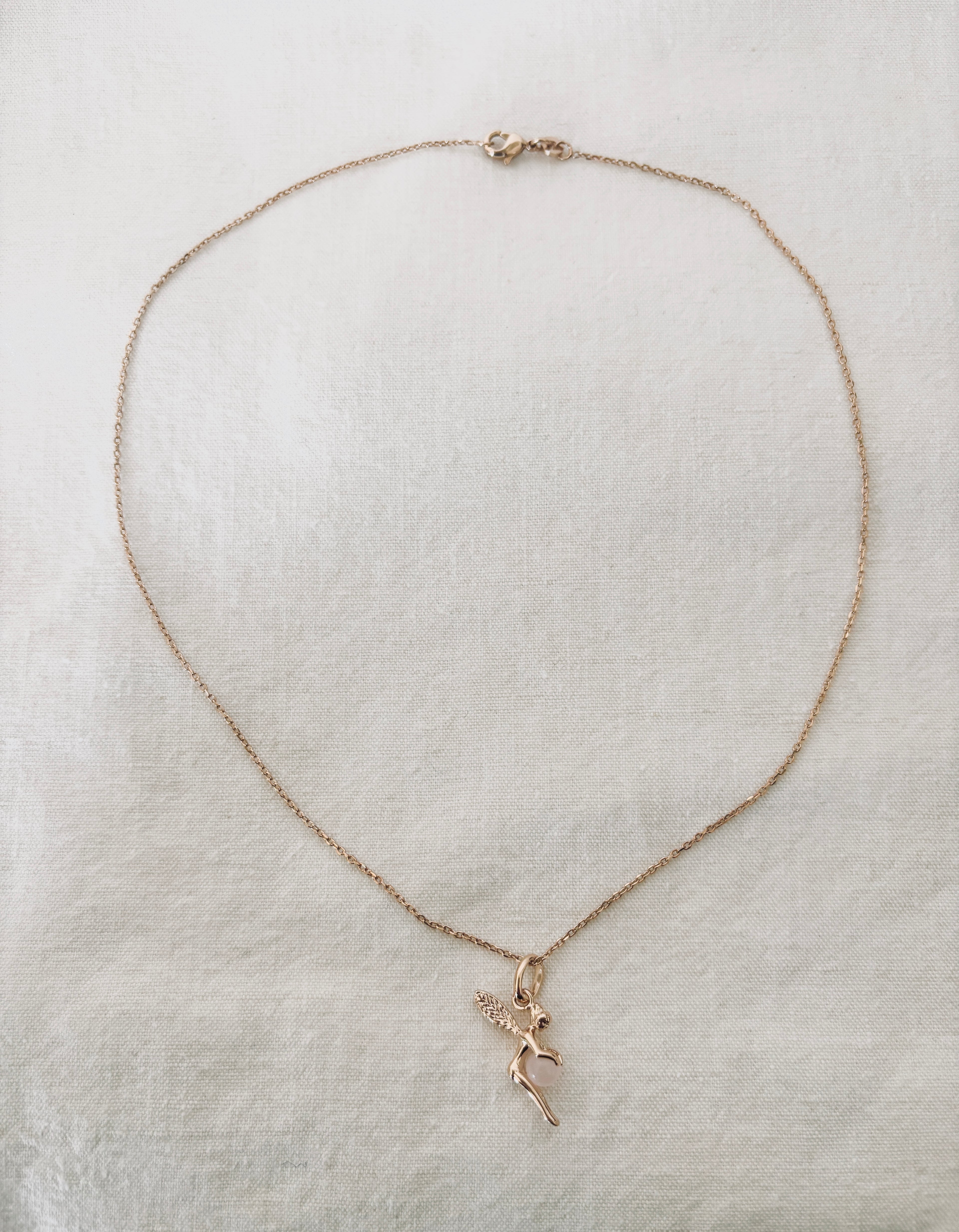 Collier Fée Quartz Rose Chloé Plaqué Or