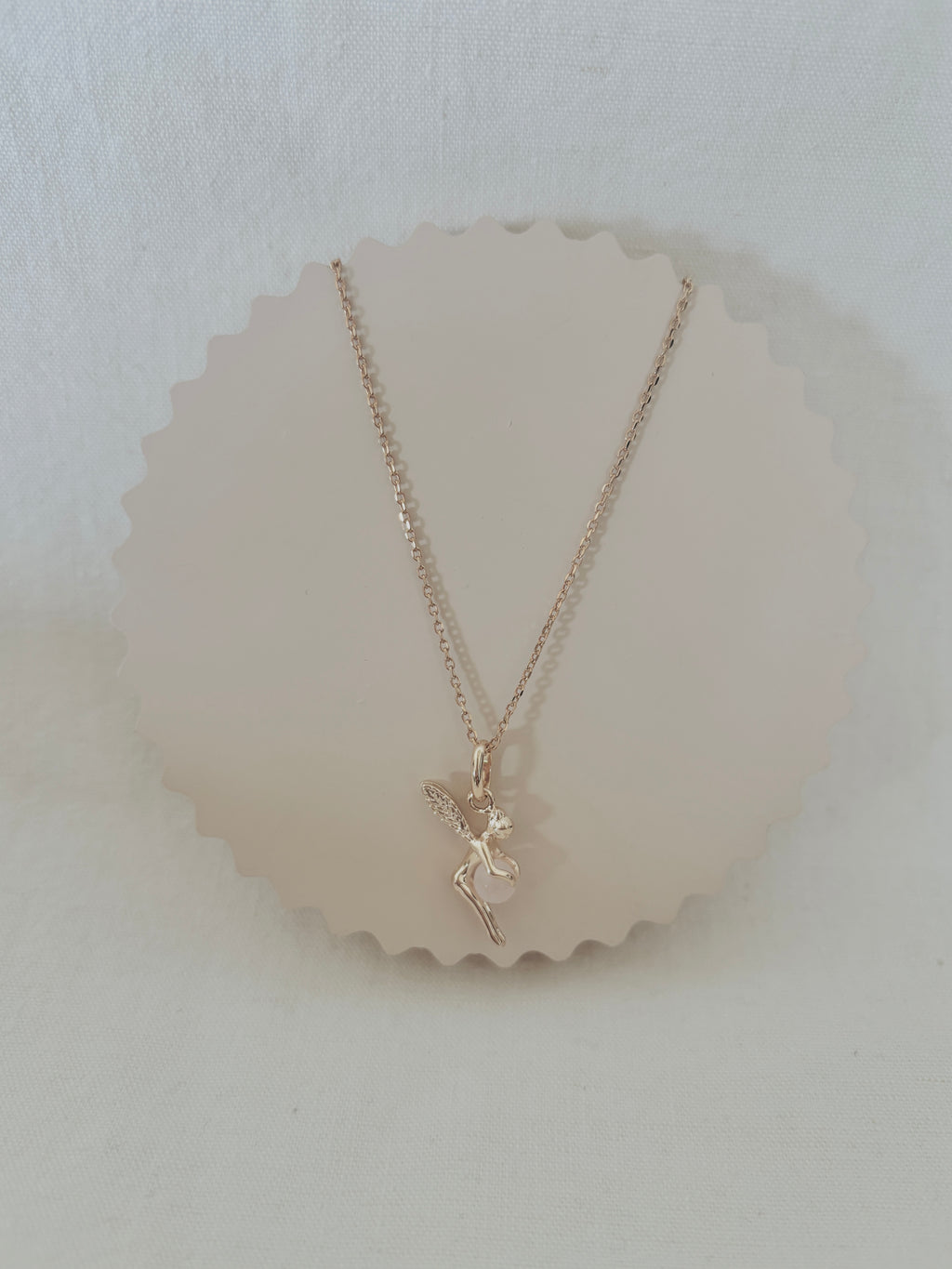 Collier Fée Quartz Rose Chloé Plaqué Or