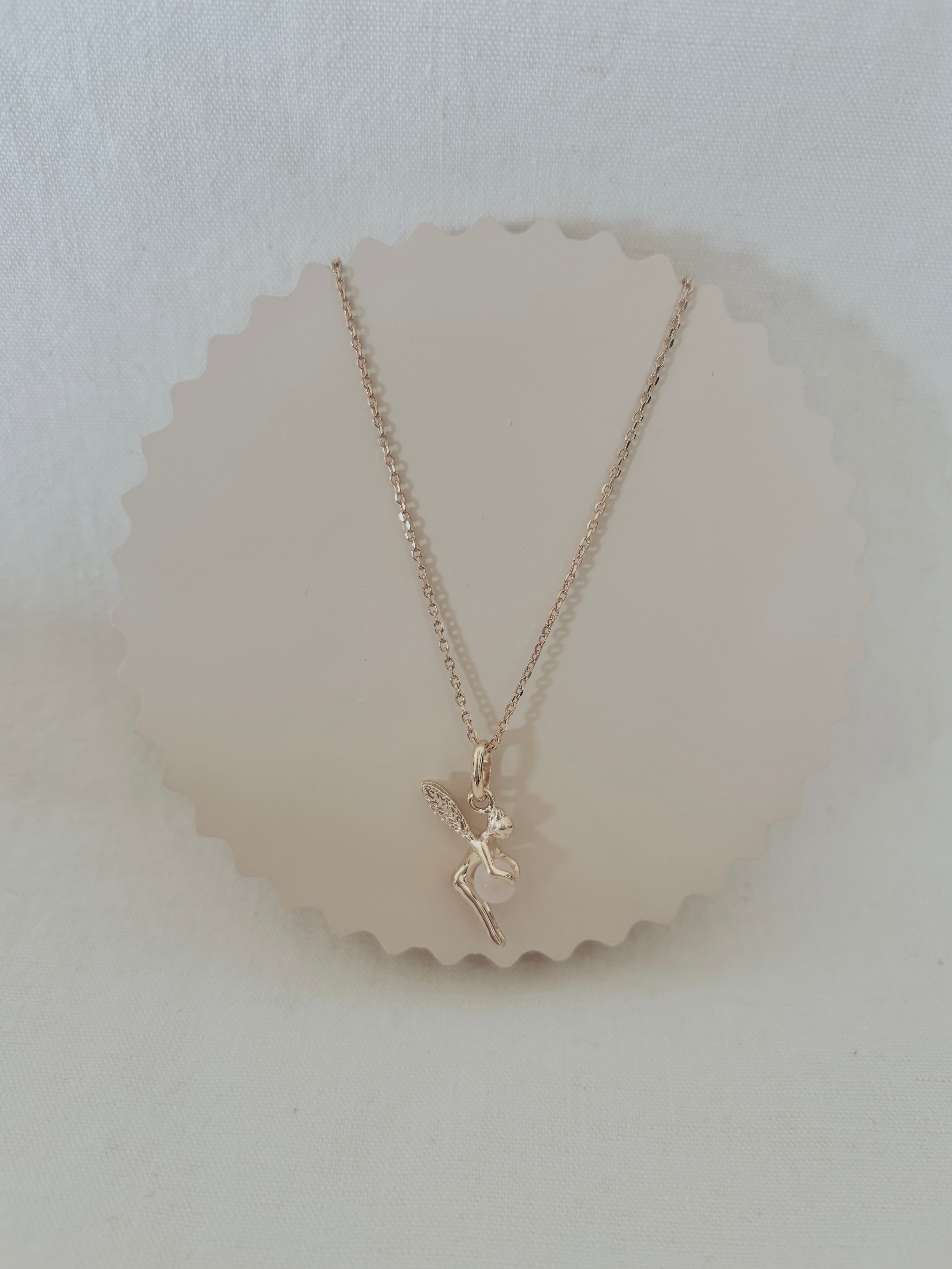 Collier Fée Quartz Rose Chloé Plaqué Or