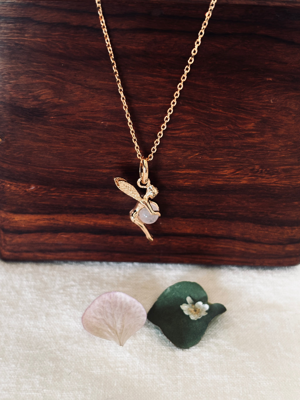 Collier Fée Quartz Rose Chloé Plaqué Or