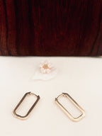 Boucles d'Oreilles Créoles Rectangle Brune Plaqué Or