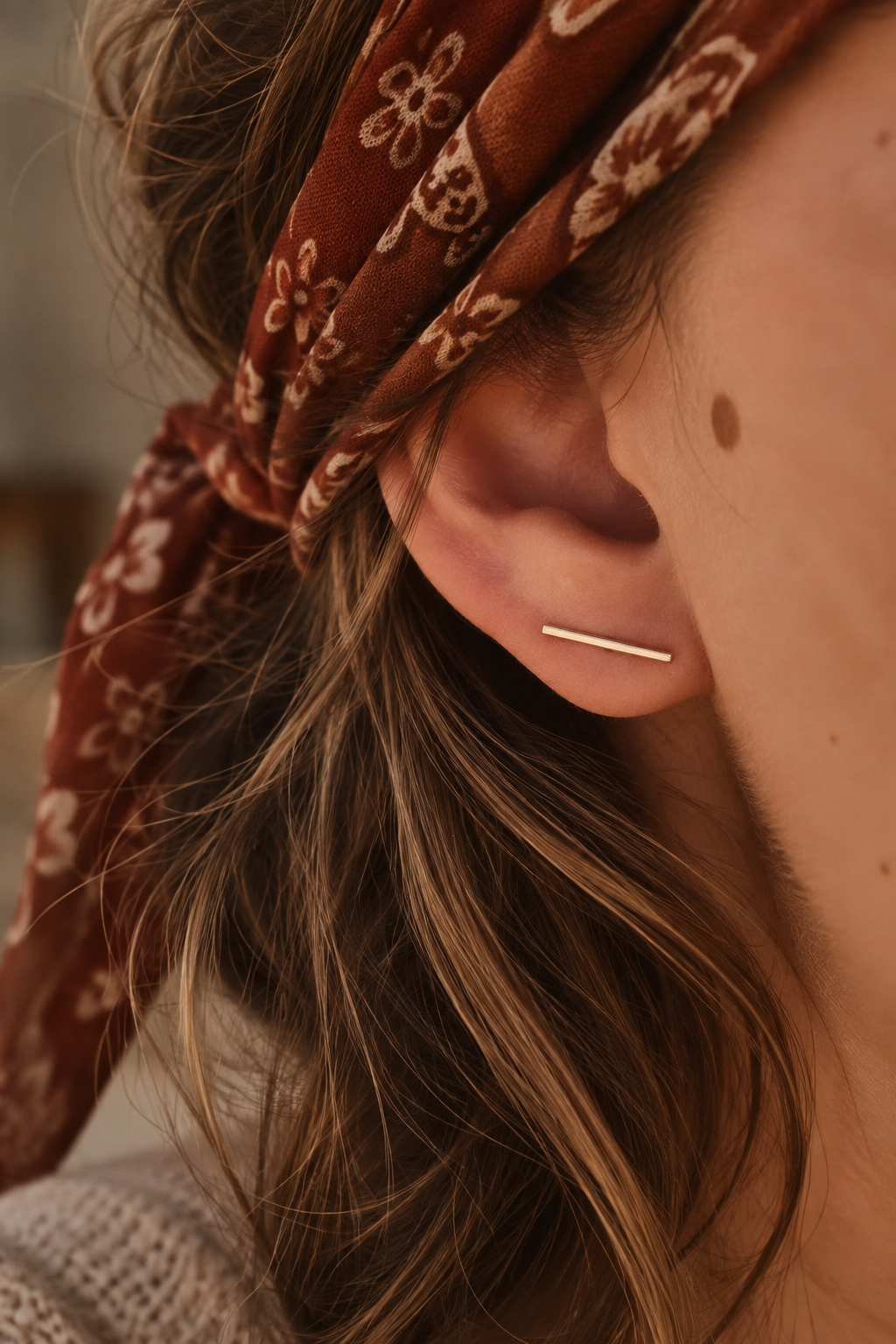 Boucles d'Oreilles Puces Barre Billy Plaqué Or