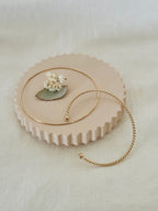 Bracelet Jonc Ouvert Texturé Rose Plaqué Or