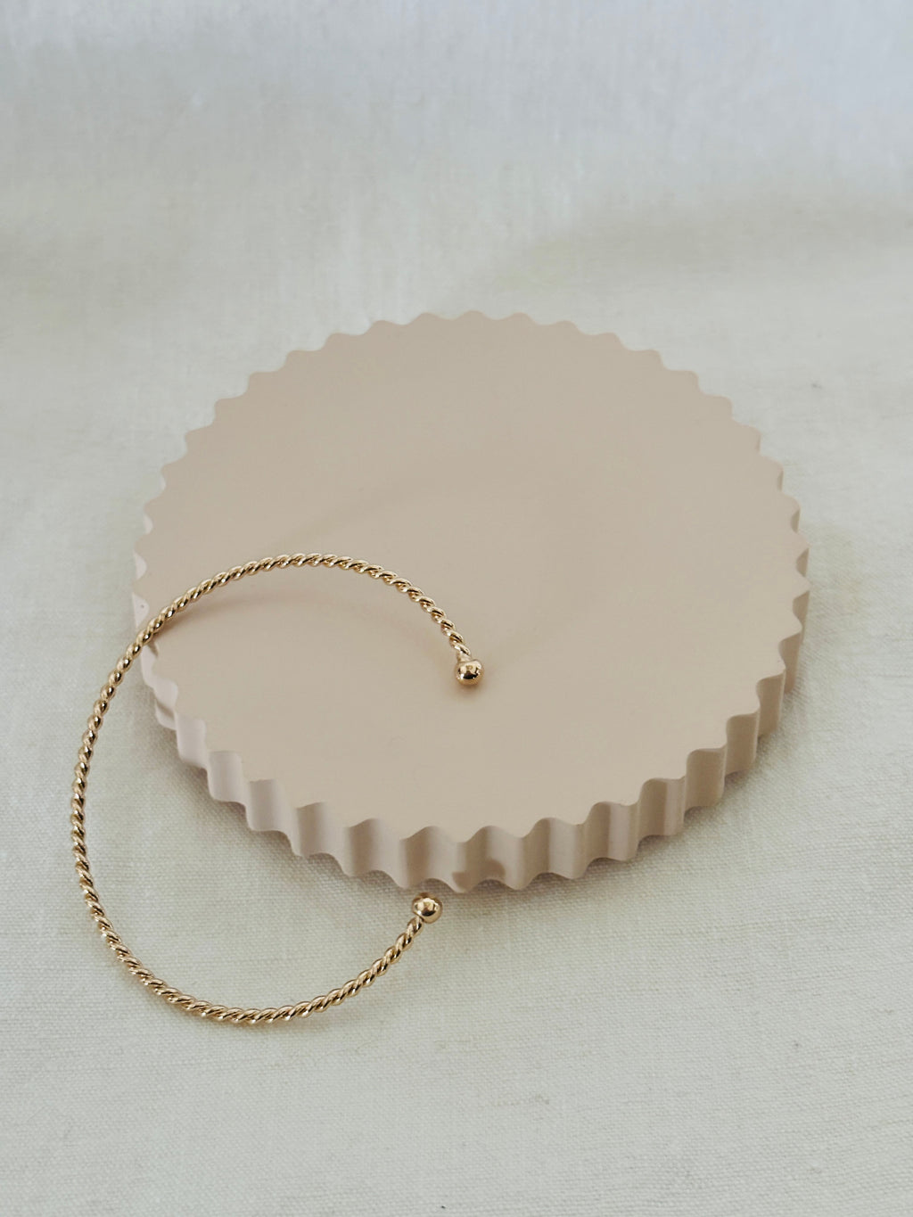 Bracelet Jonc Ouvert Texturé Rose Plaqué Or