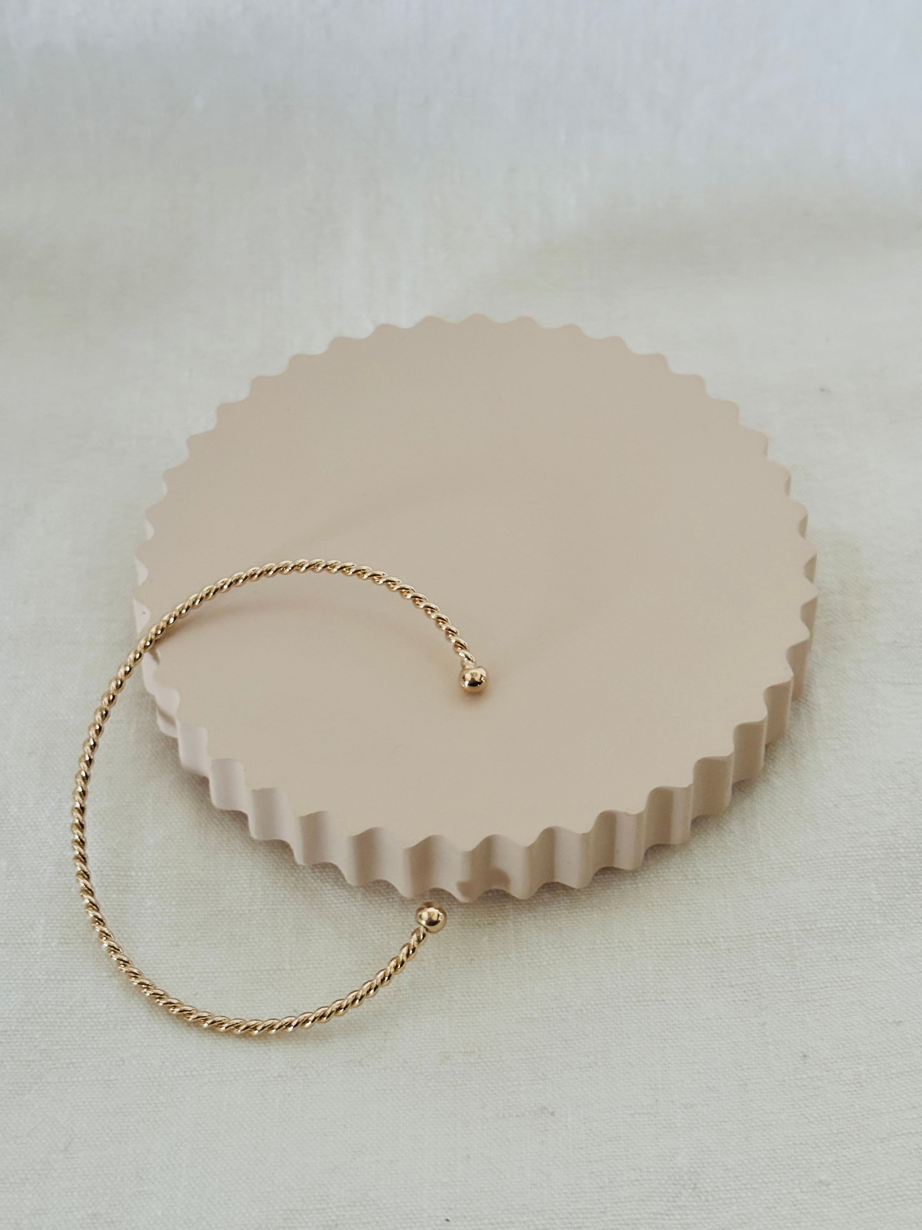 Bracelet Jonc Ouvert Texturé Rose Plaqué Or