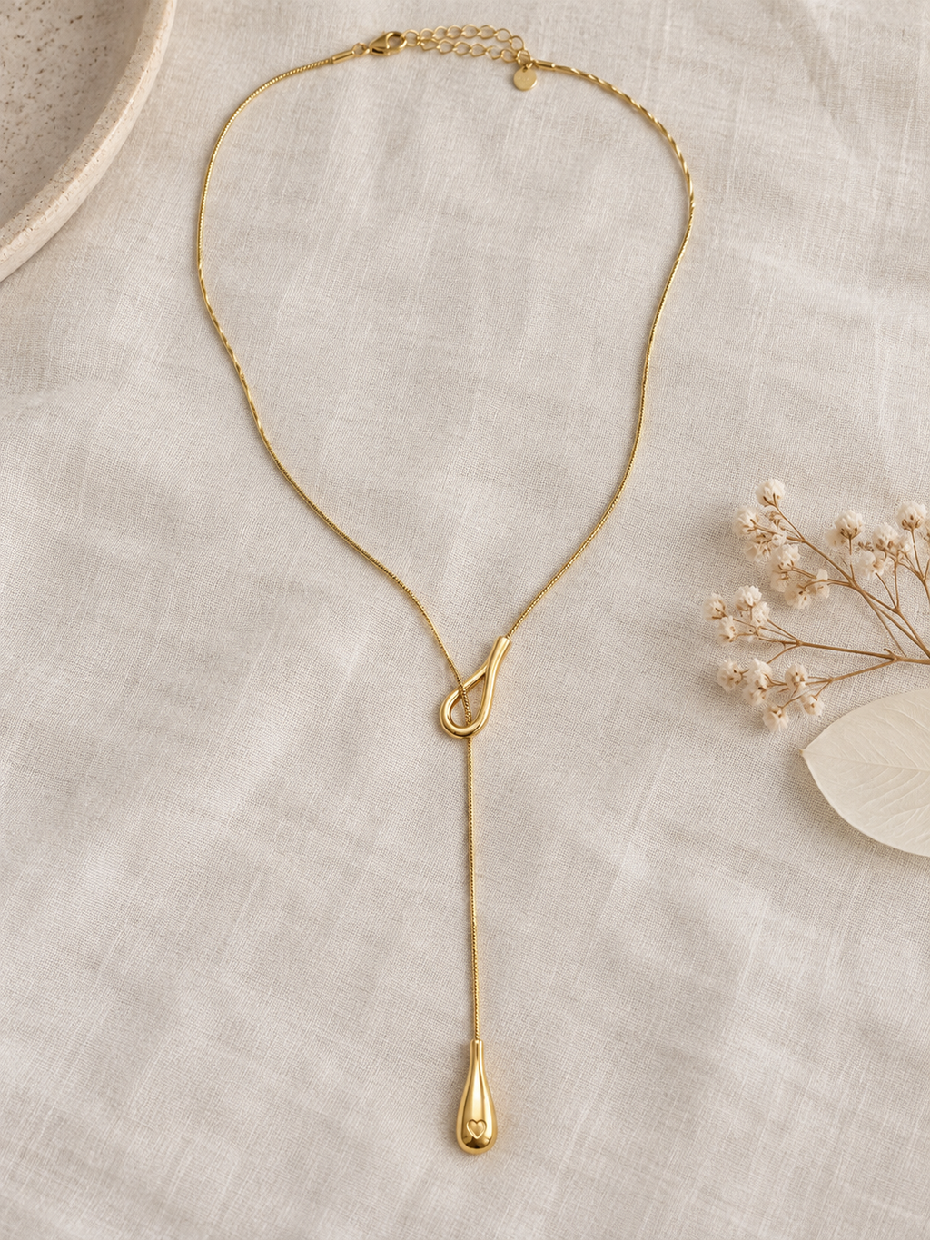 Collier Sautoir Goutte Joy Acier PVD