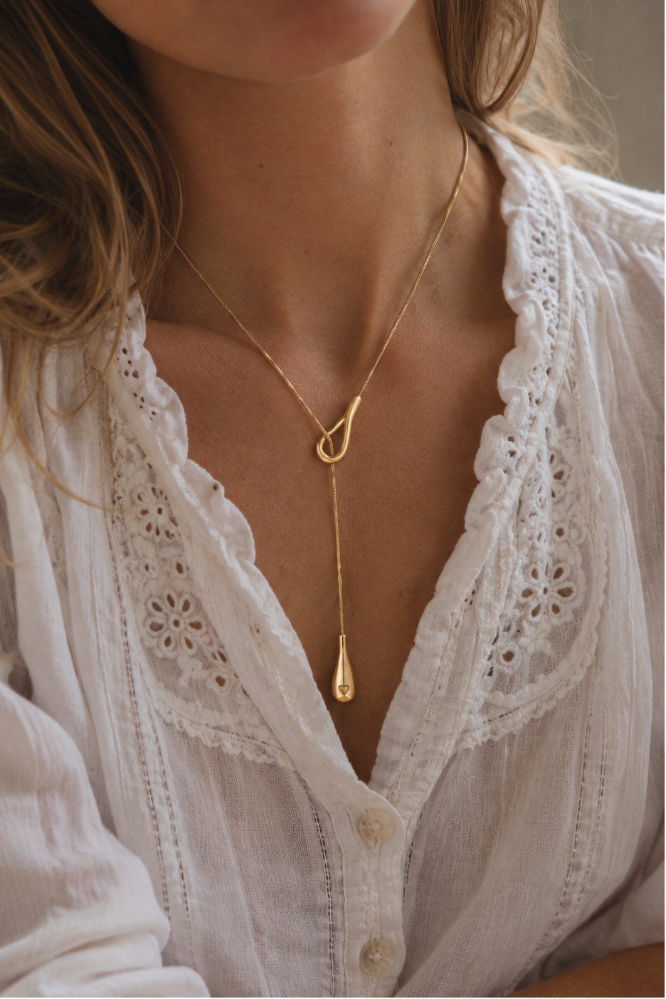 Collier Sautoir Goutte Joy Acier PVD