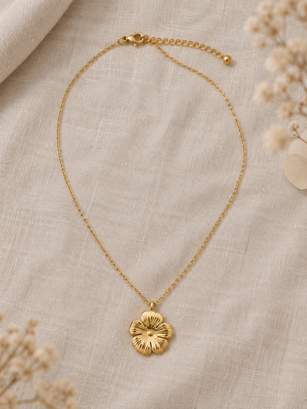 Collier Fleur Marguerite Acier PVD