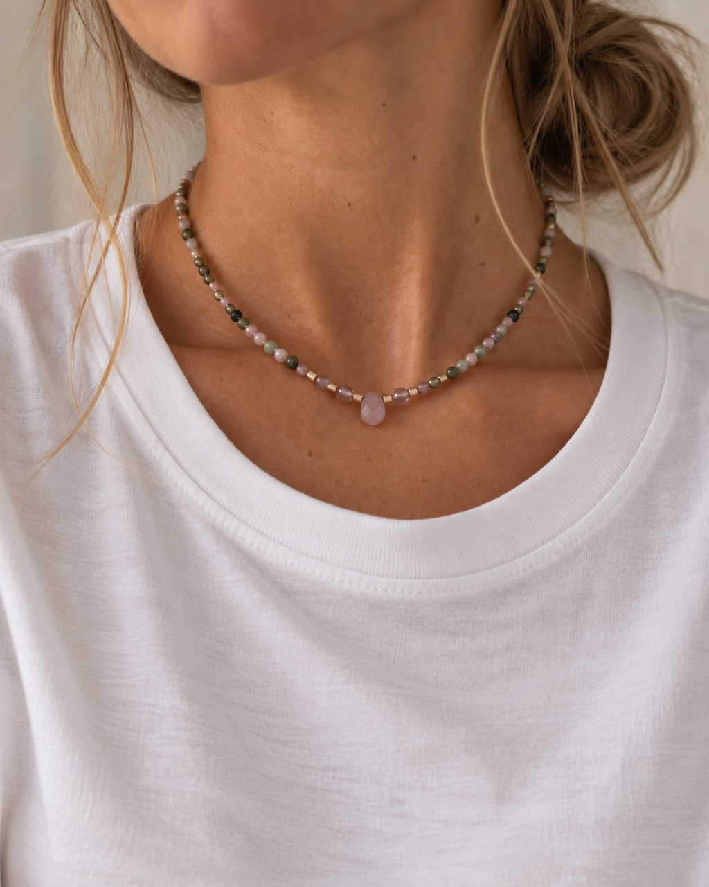 Collier Pierres Olympe Acier PVD