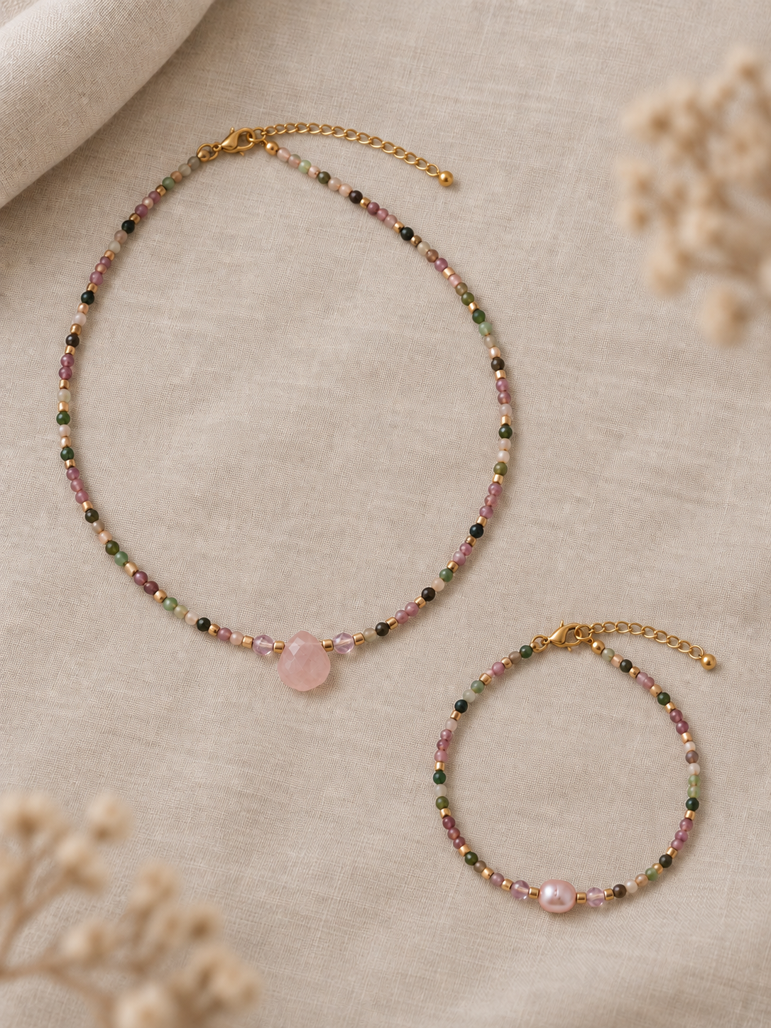 Collier Pierres Olympe Acier PVD