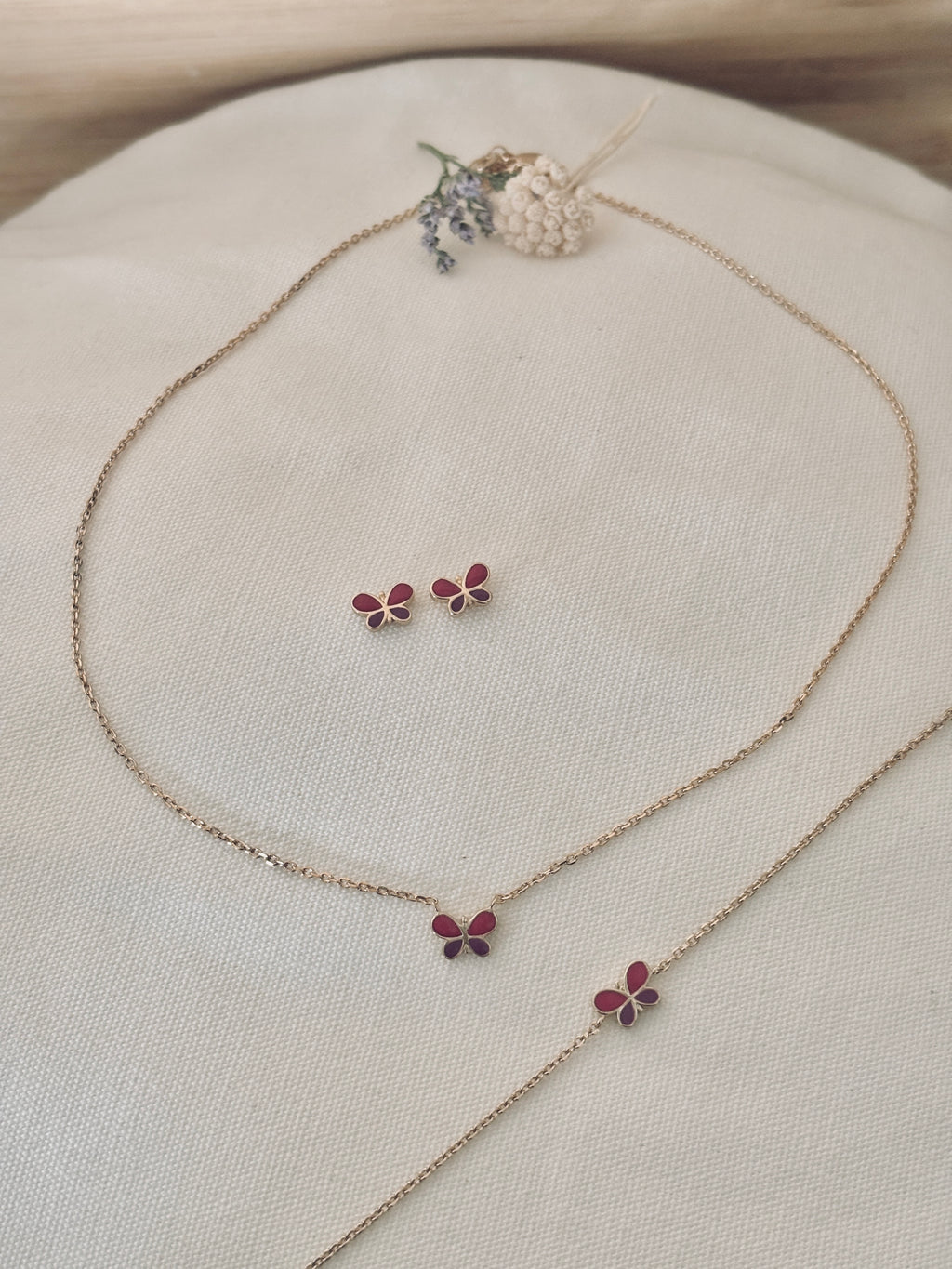 Collier Papillon Rose Ninon Plaqué Or