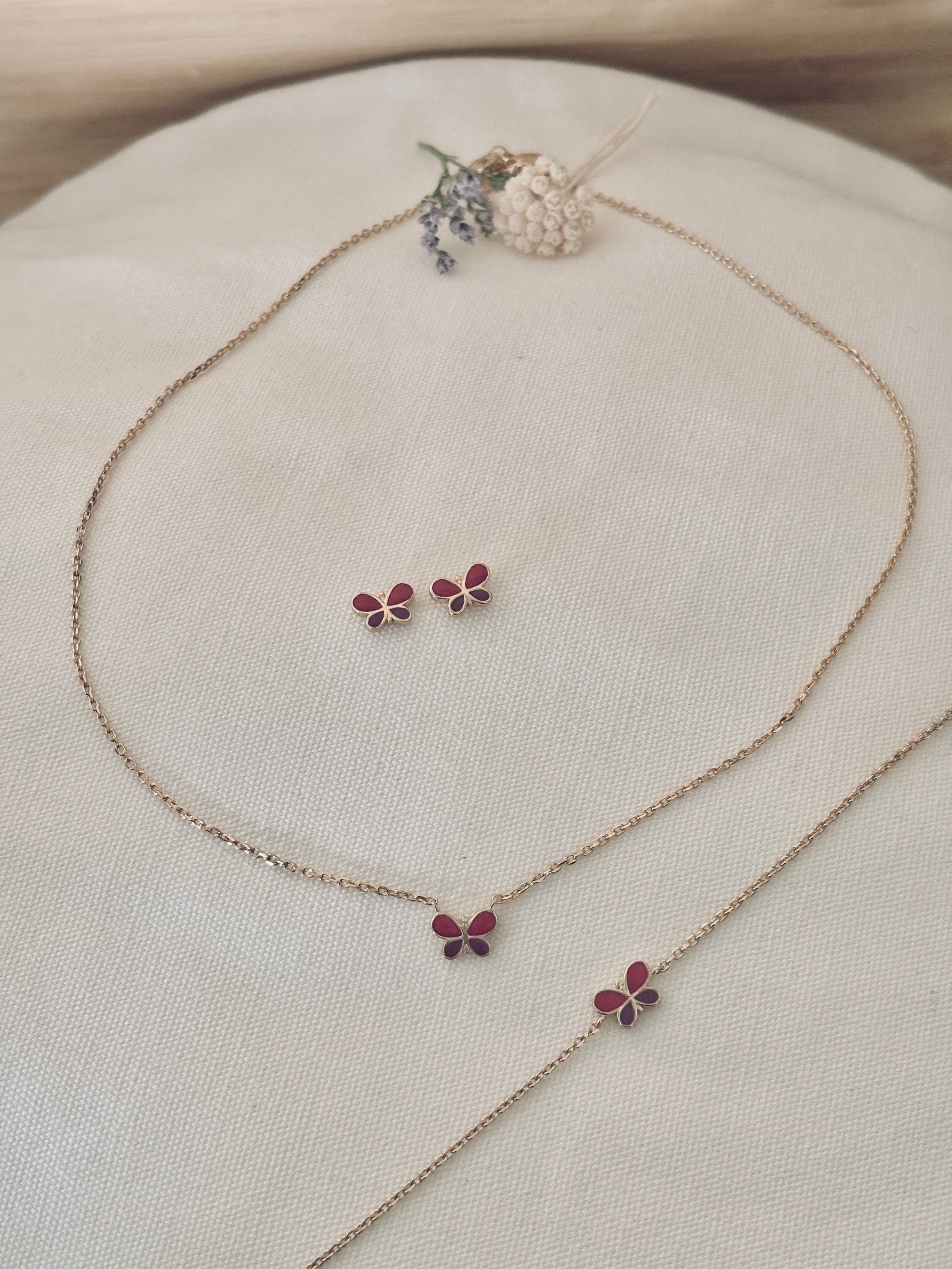 Collier Papillon Rose Ninon Plaqué Or