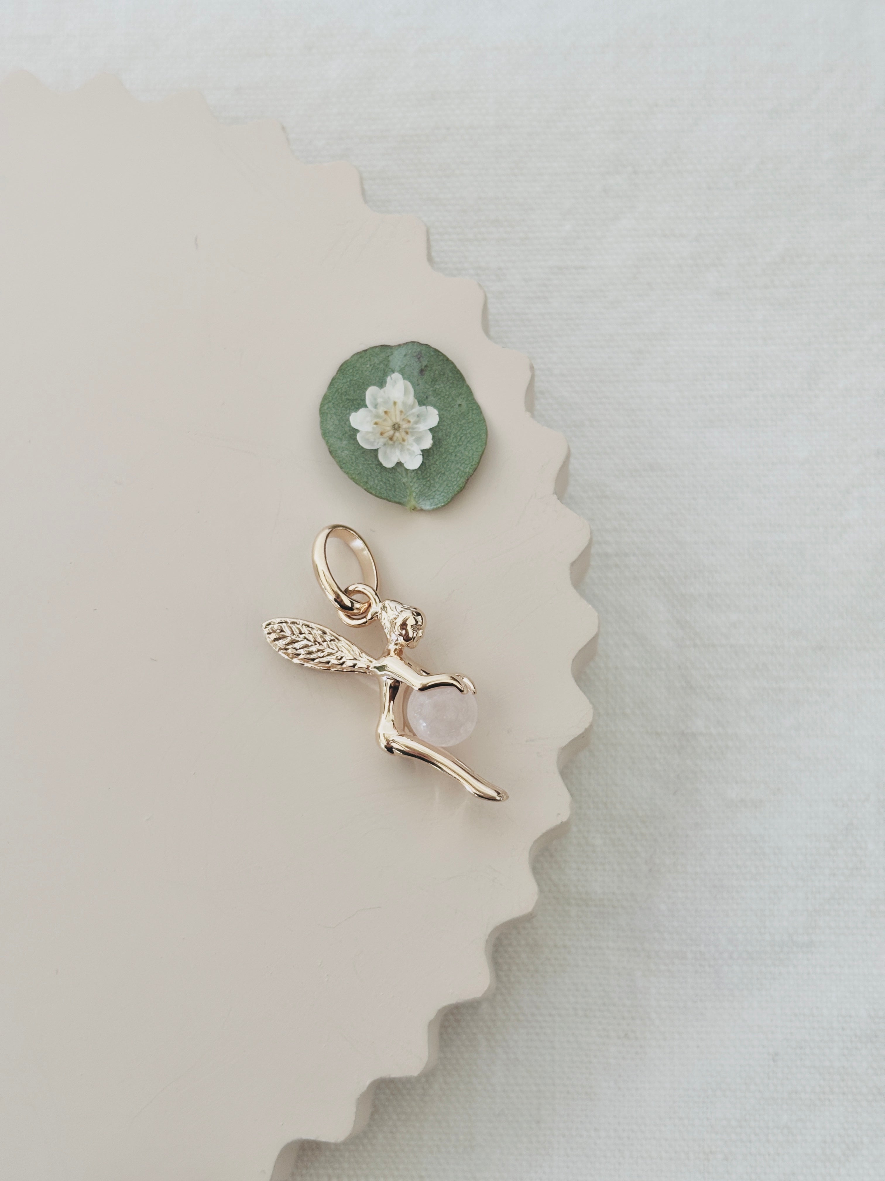 Pendentif Fée Quartz Rose Chloé Plaqué Or