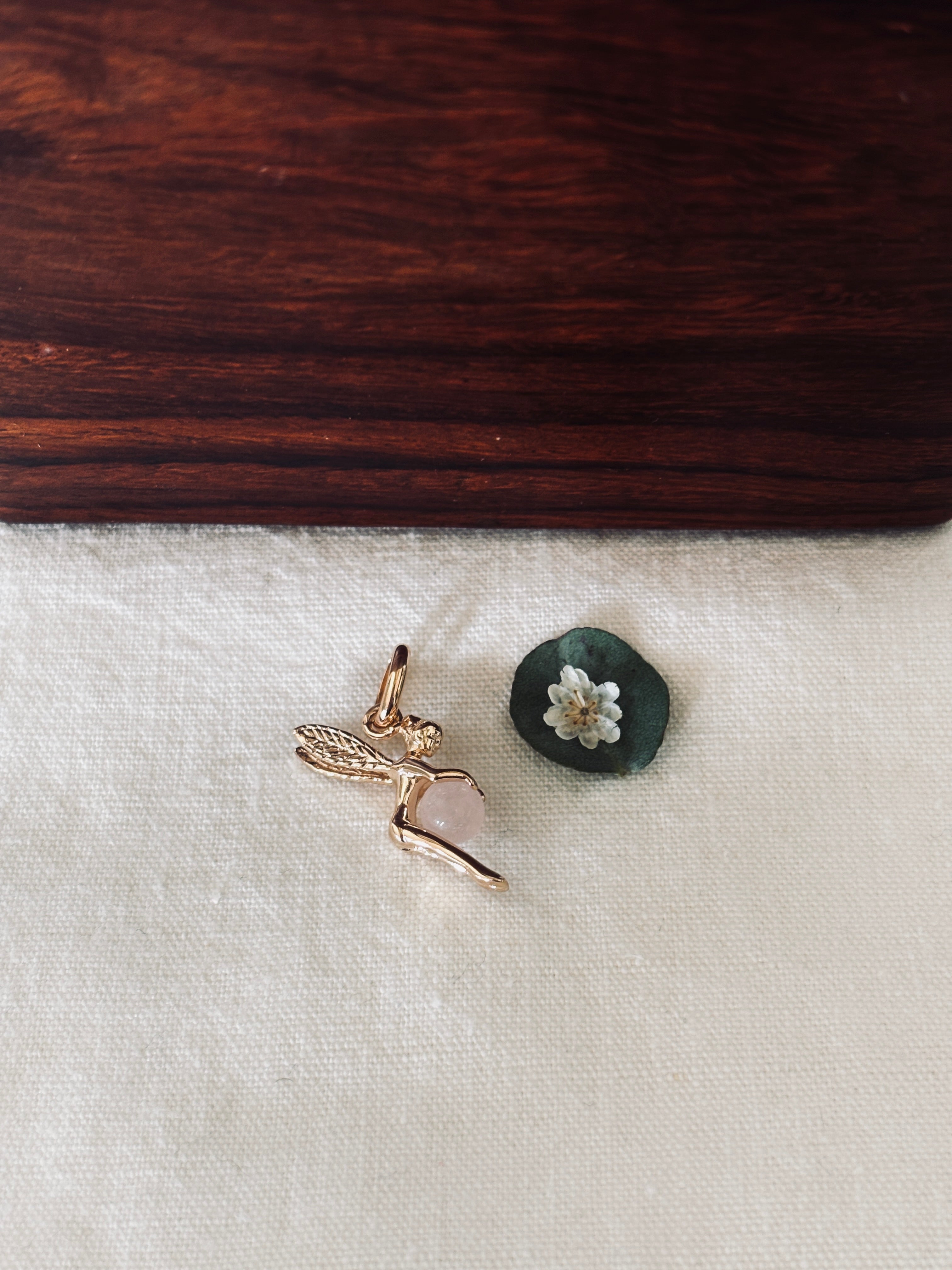 Pendentif Fée Quartz Rose Chloé Plaqué Or