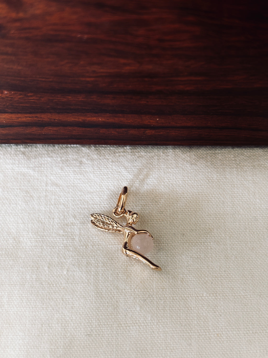 Pendentif Fée Quartz Rose Chloé Plaqué Or