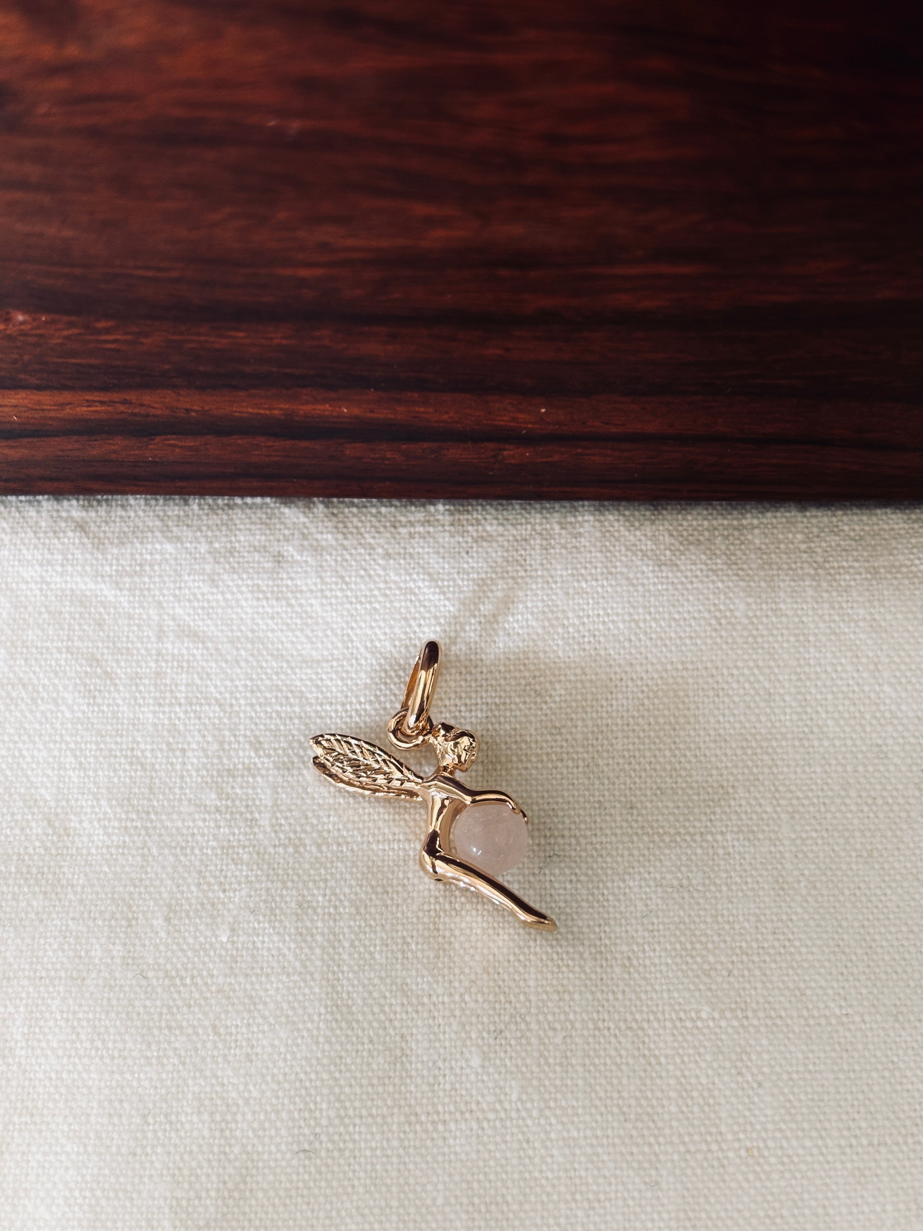 Pendentif Fée Quartz Rose Chloé Plaqué Or