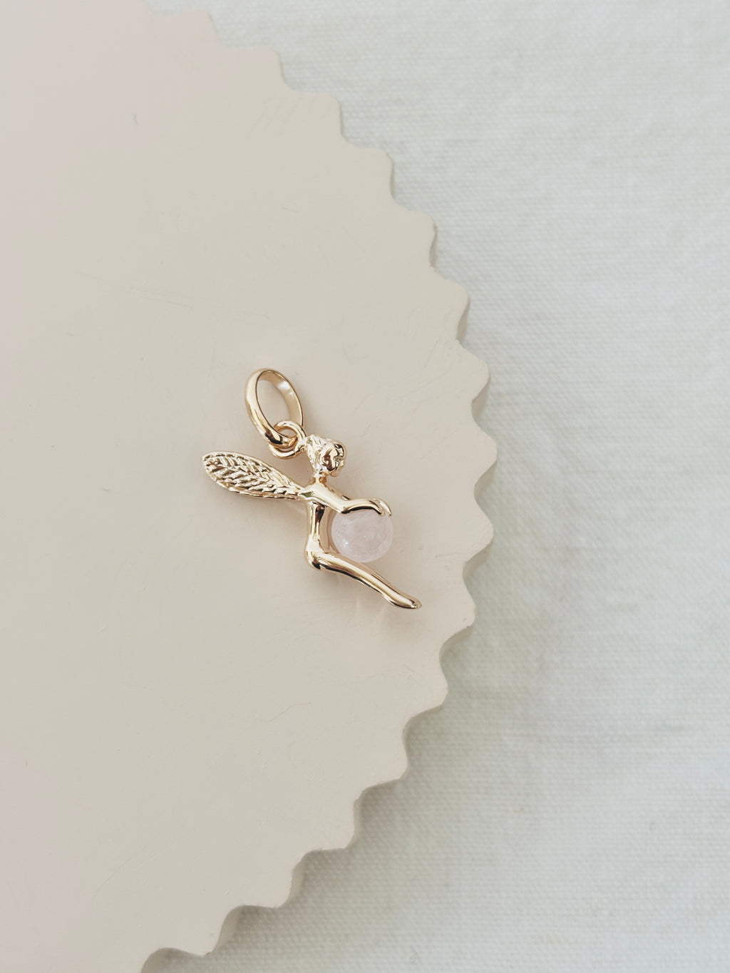 Pendentif Fée Quartz Rose Chloé Plaqué Or