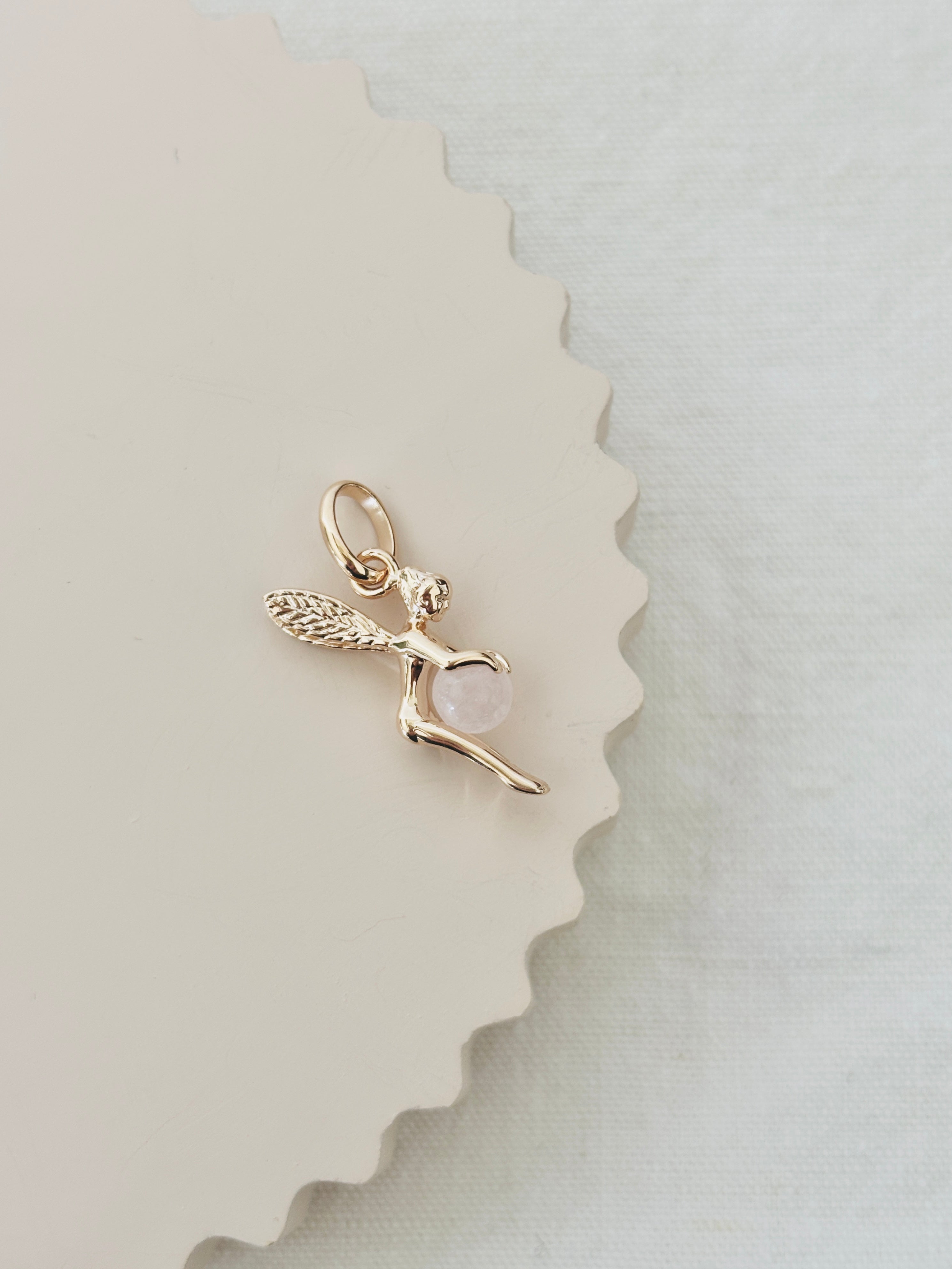 Pendentif Fée Quartz Rose Chloé Plaqué Or