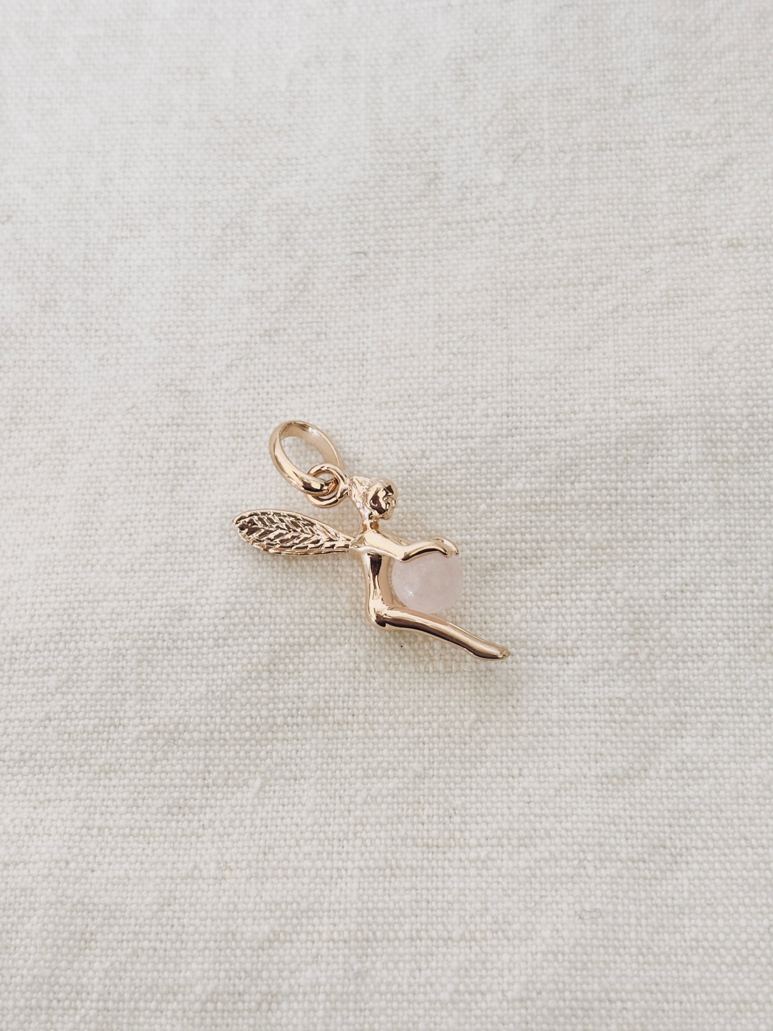 Pendentif Fée Quartz Rose Chloé Plaqué Or