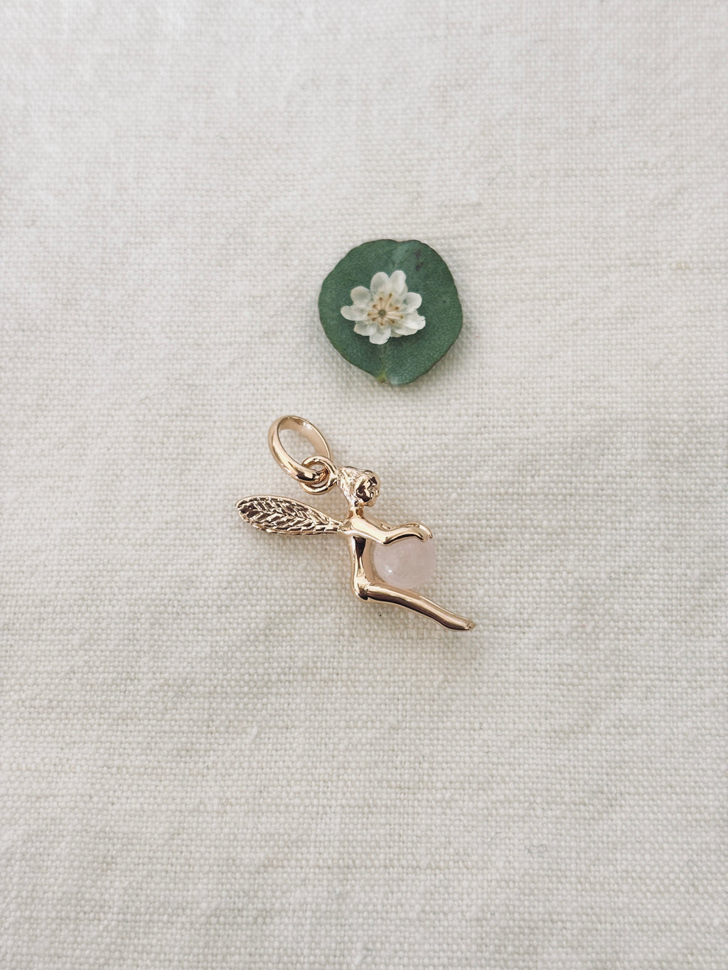 Pendentif Fée Quartz Rose Chloé Plaqué Or