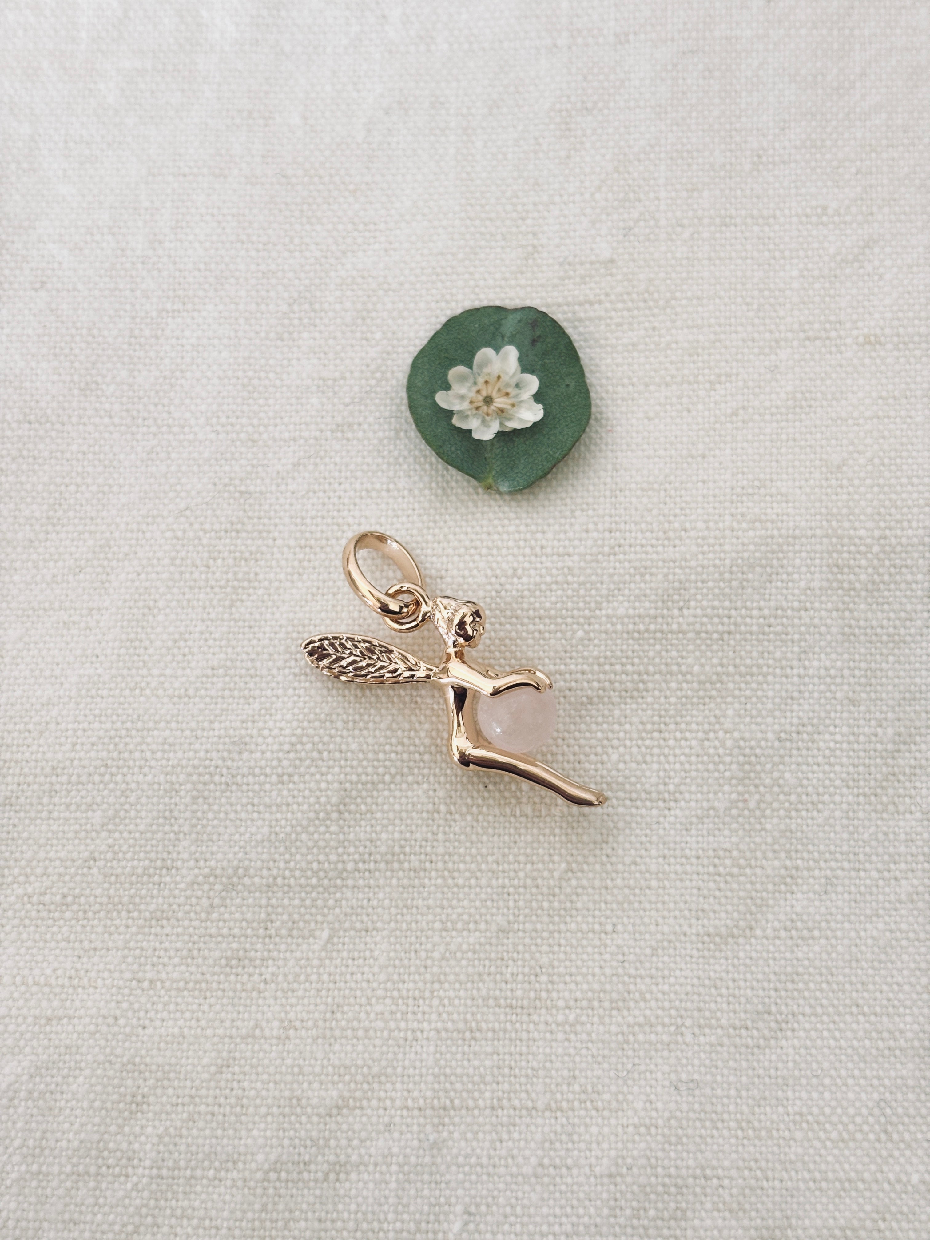 Pendentif Fée Quartz Rose Chloé Plaqué Or