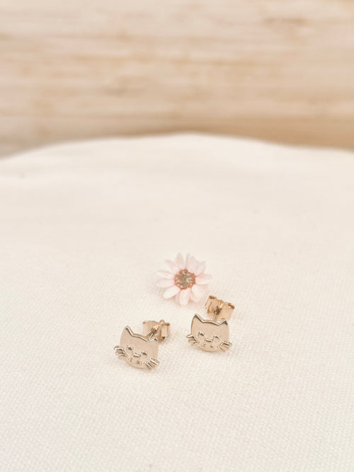 * Boucles d'Oreilles Puces Kitty Plaqué Or